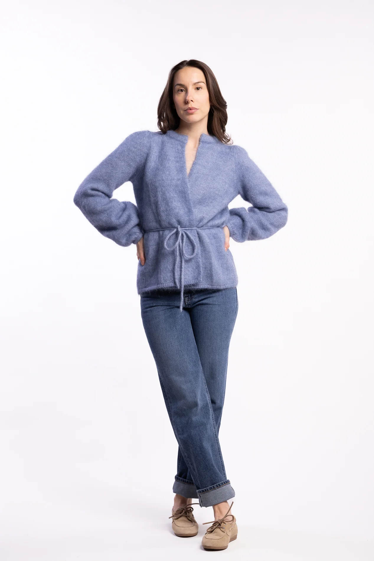 Fredrikke Chunky Cardigan- Denim Blue - Image 5