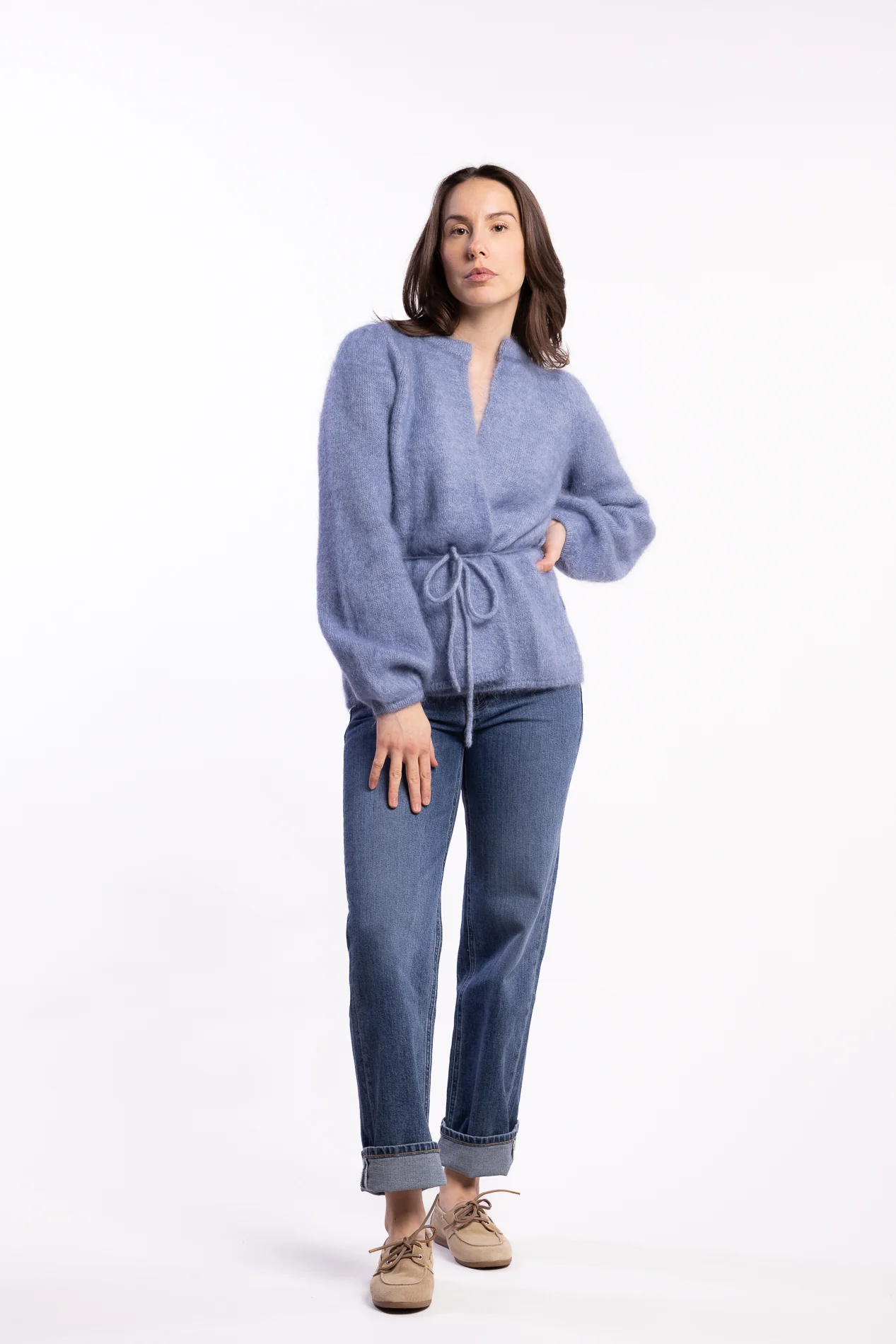 Fredrikke Chunky Cardigan- Denim Blue - Image 7