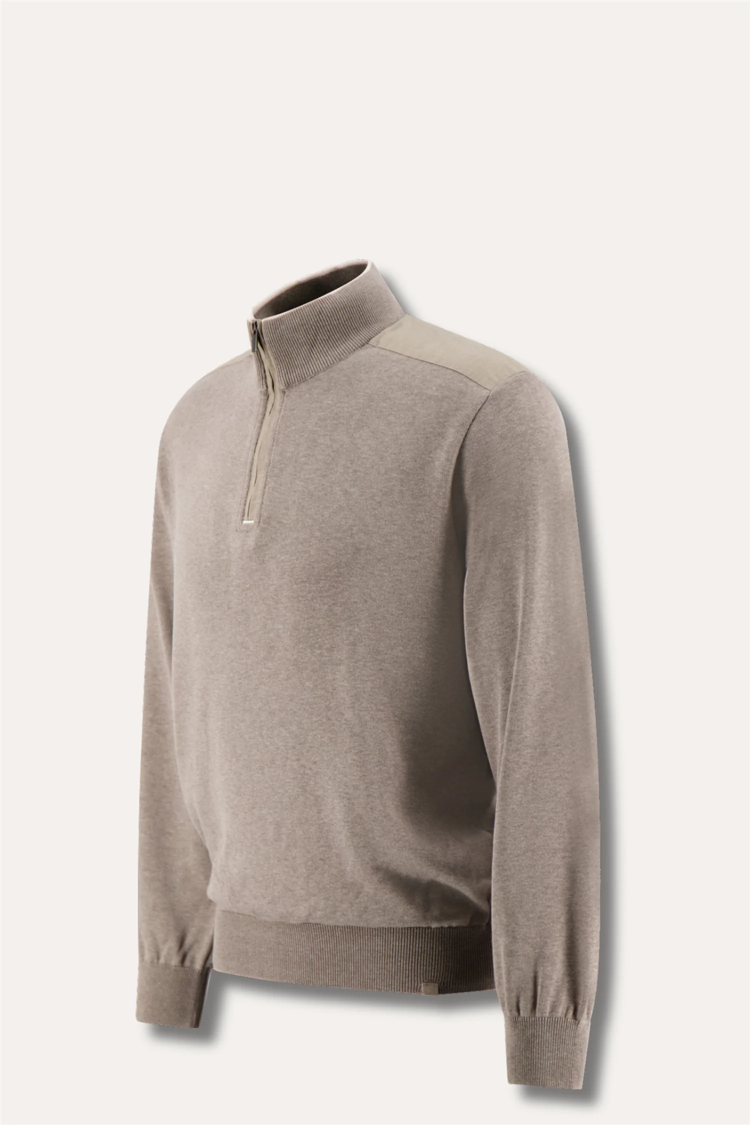 Knitted Silk/Cotton Zipped Sweater Brown - Image 2