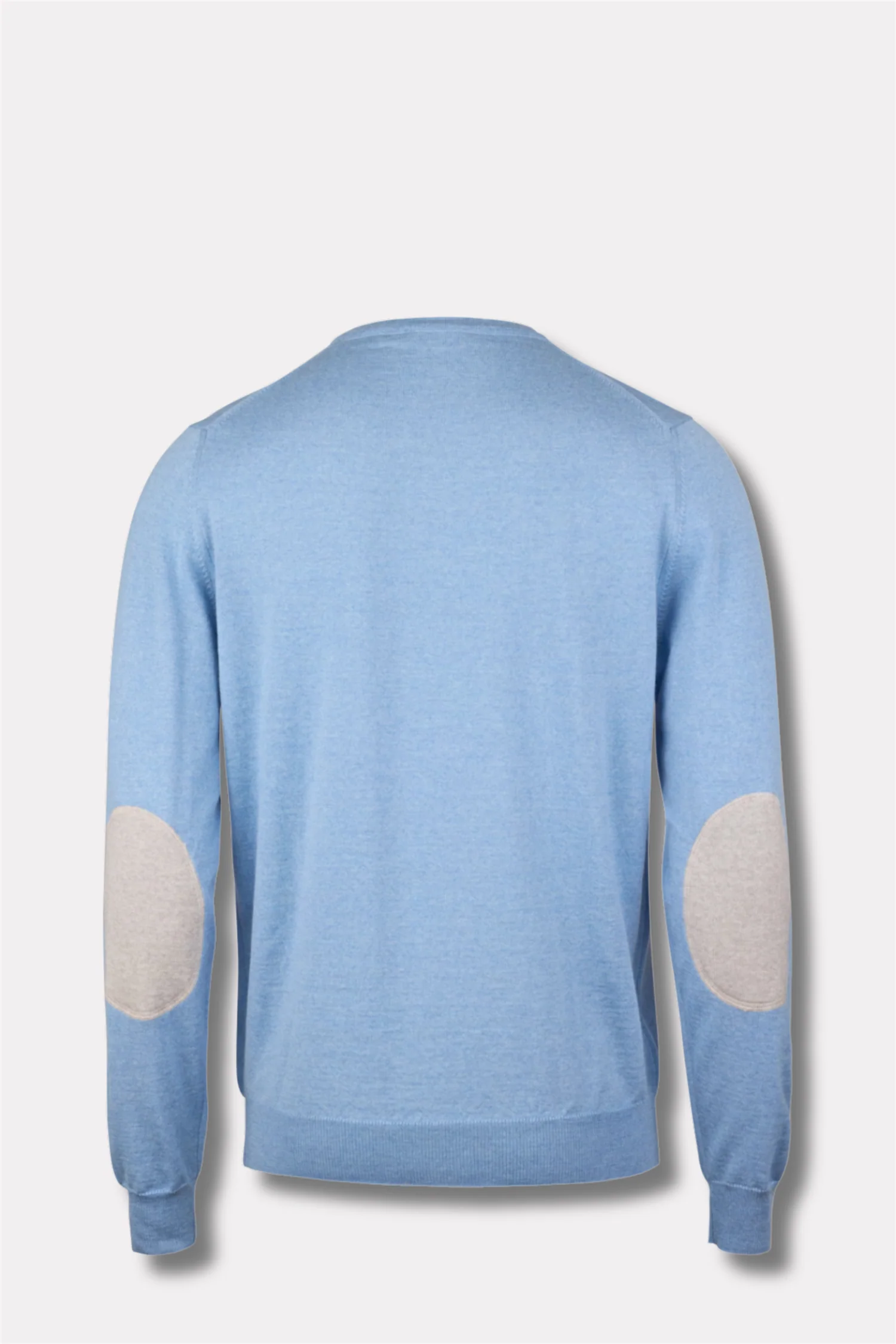 Merino Wool Crew Neck Elbow Patch Light Blue - Image 3