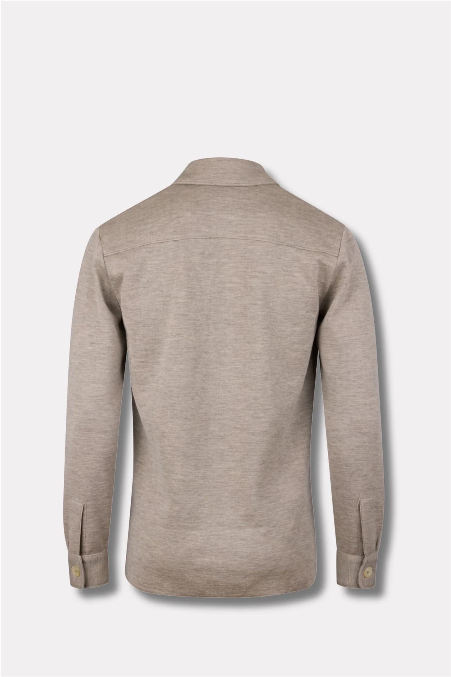Knitted Merino Wool Overshirt Beige - Image 2