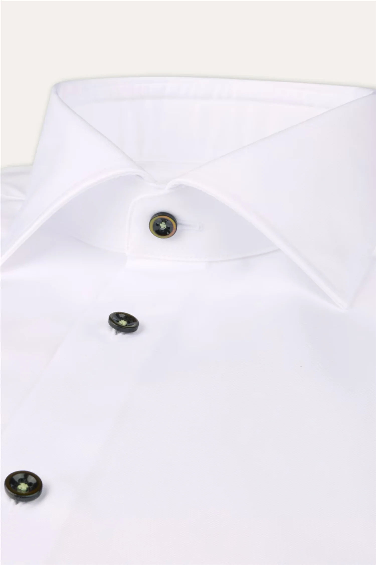 Slimline Twill Shirt Contrast Buttons White - Image 2