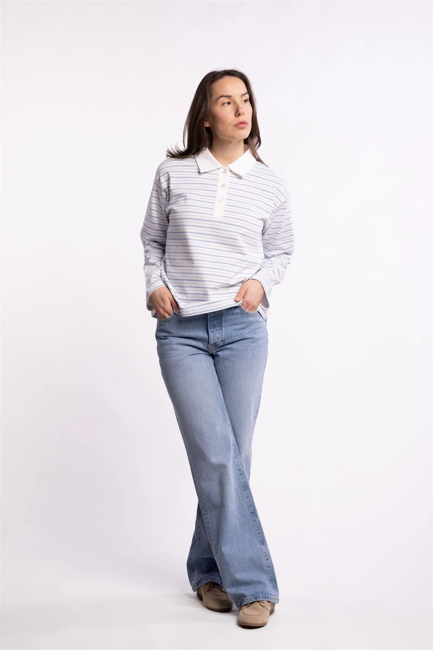 Elmer polo shirt - Light blue stripe - Image 7