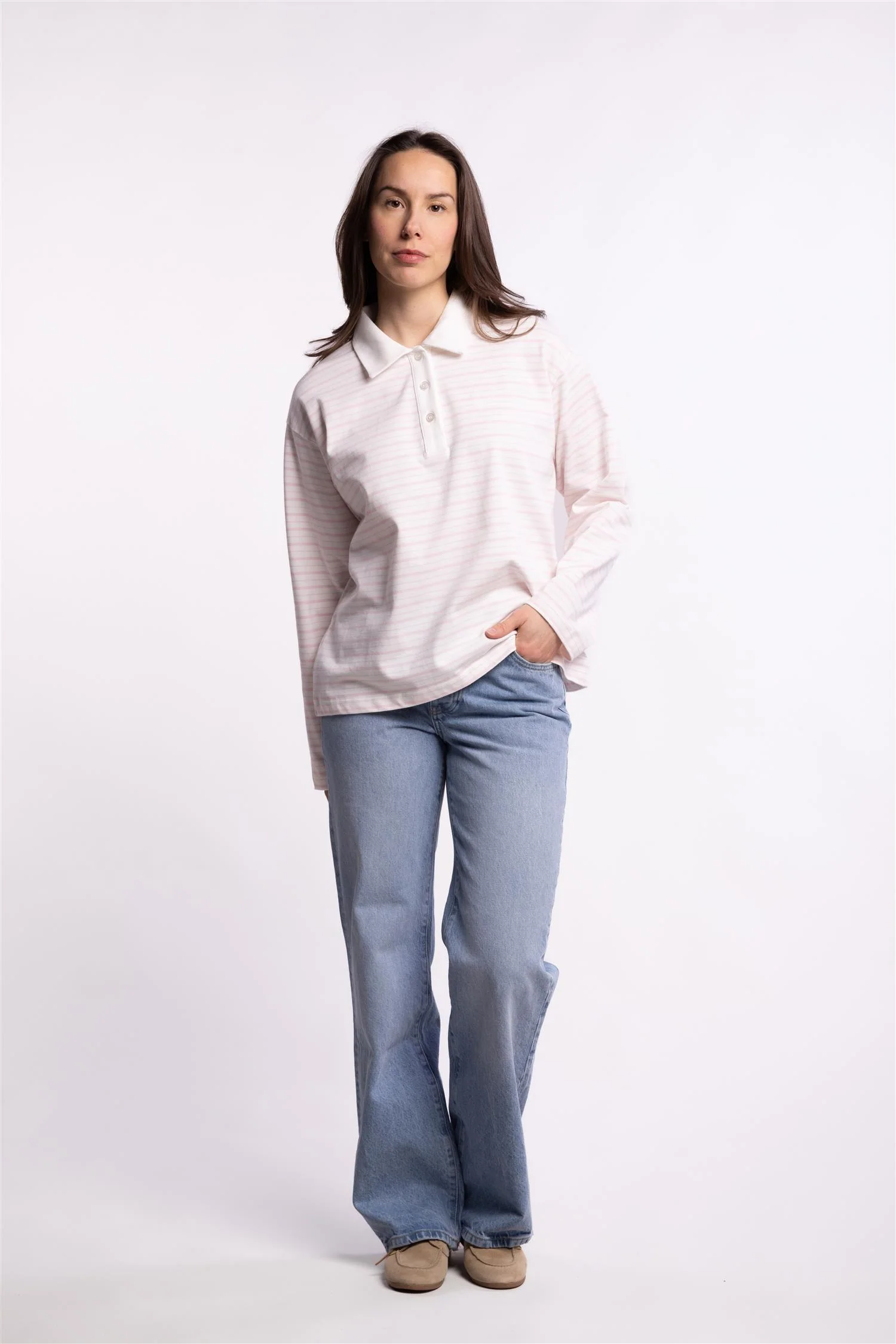 Elmer polo shirt - Light Pink stripe - Image 6