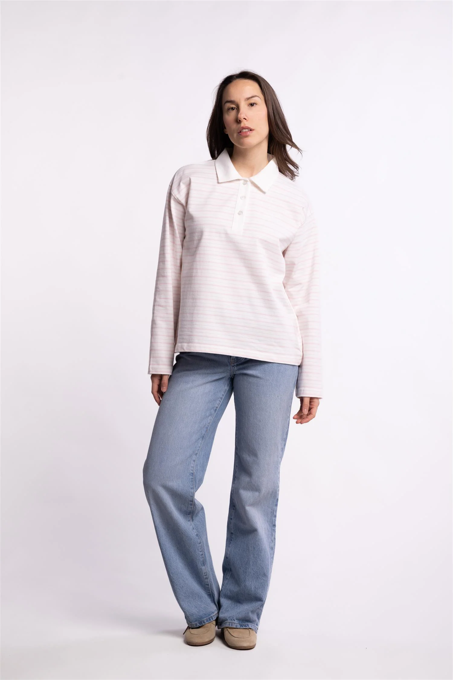 Elmer polo shirt - Light Pink stripe - Image 7