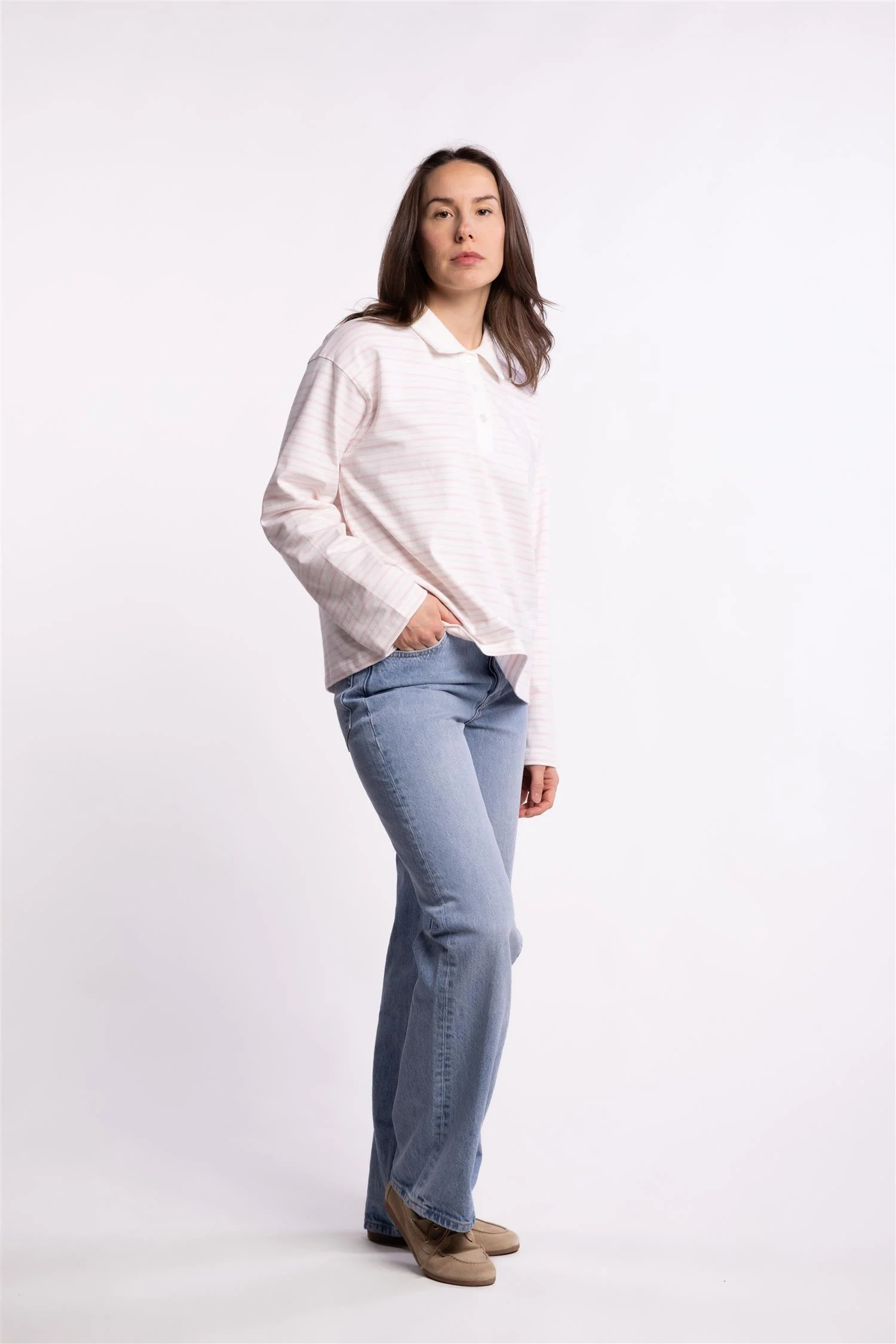 Elmer polo shirt - Light Pink stripe - Image 8