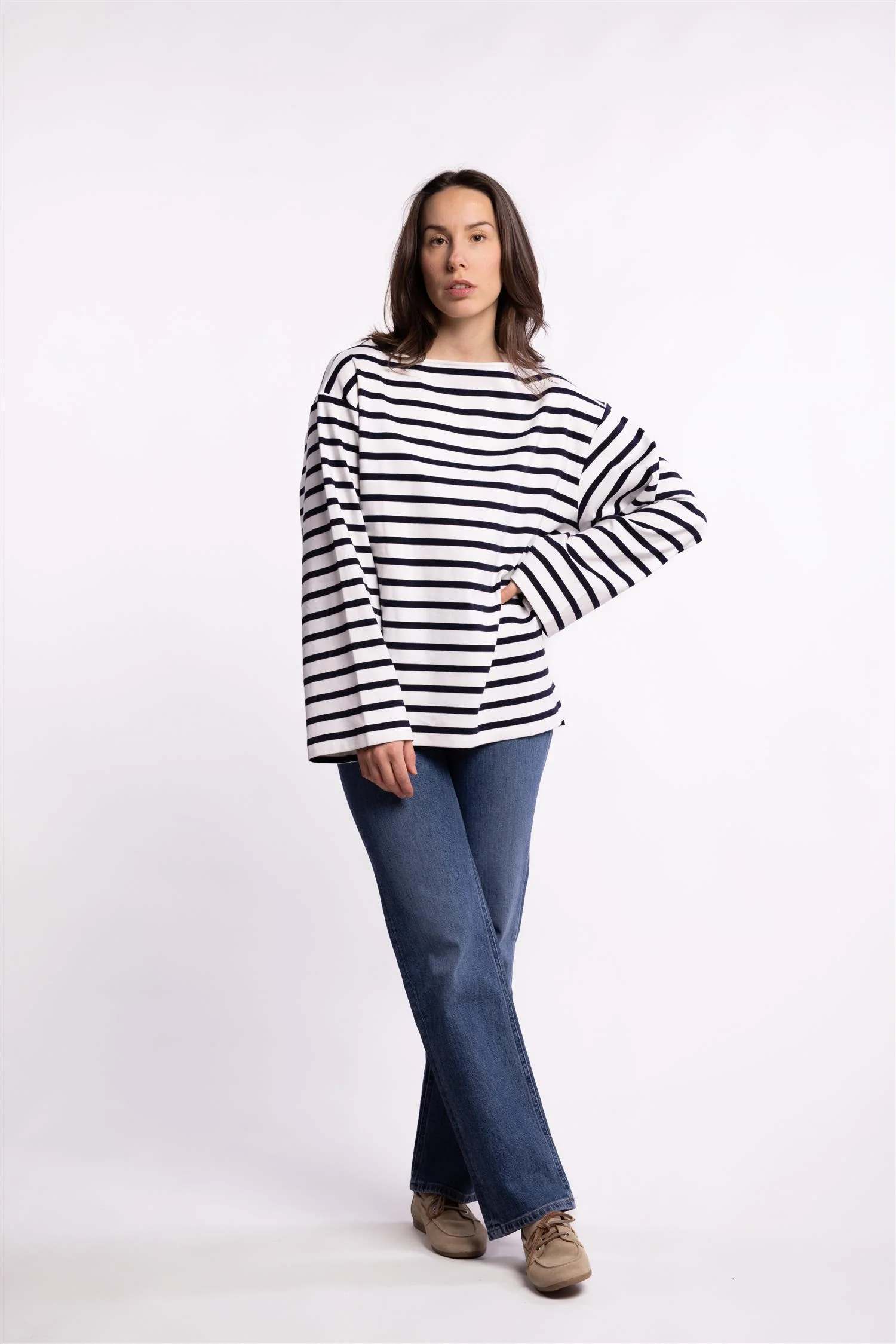 Cotton Mariner Top- White/Navy - Image 10