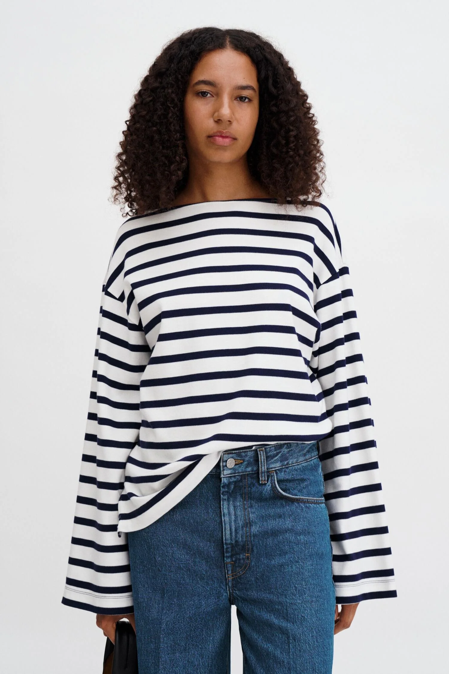 Cotton Mariner Top- White/Navy - Image 2