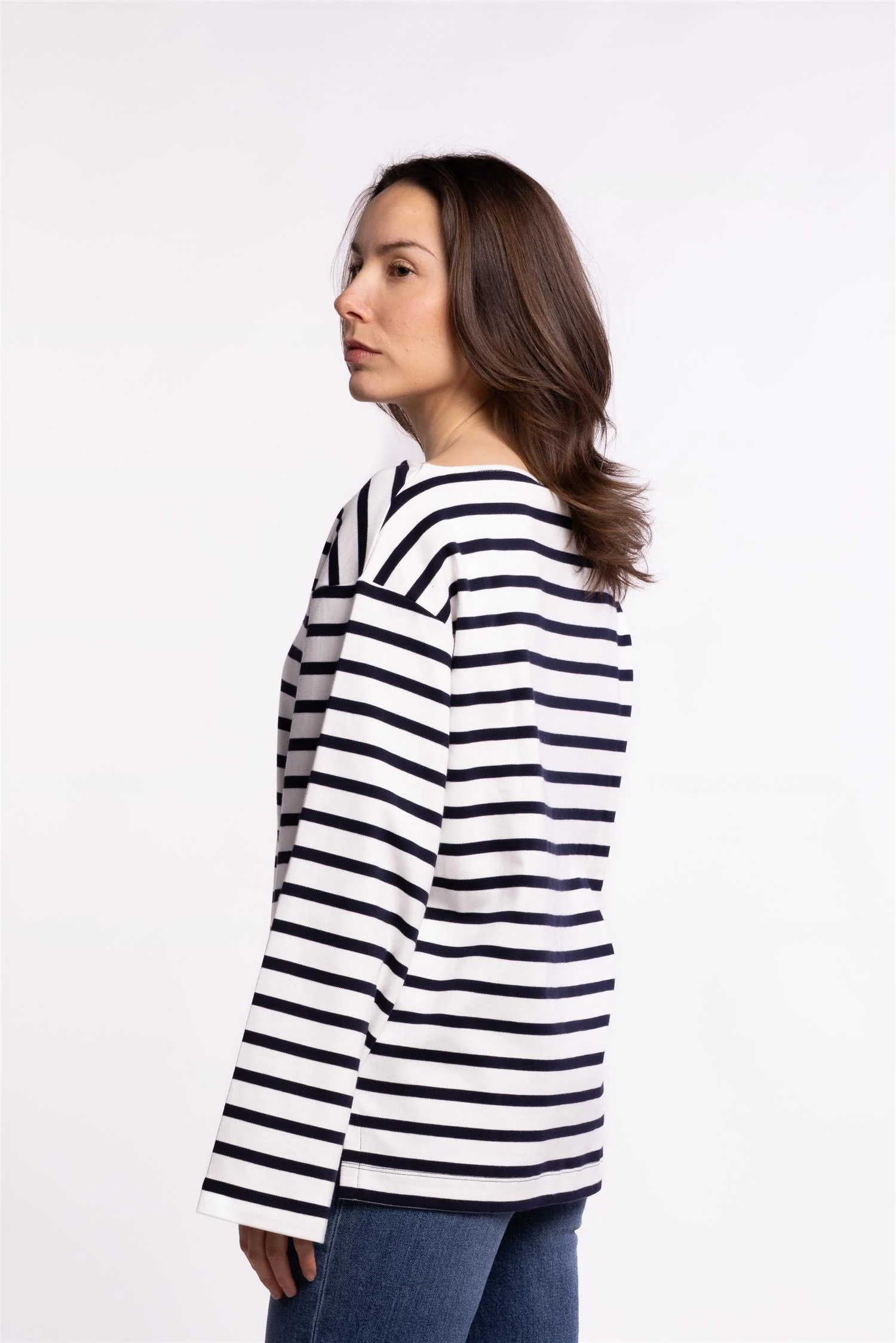 Cotton Mariner Top- White/Navy - Image 6