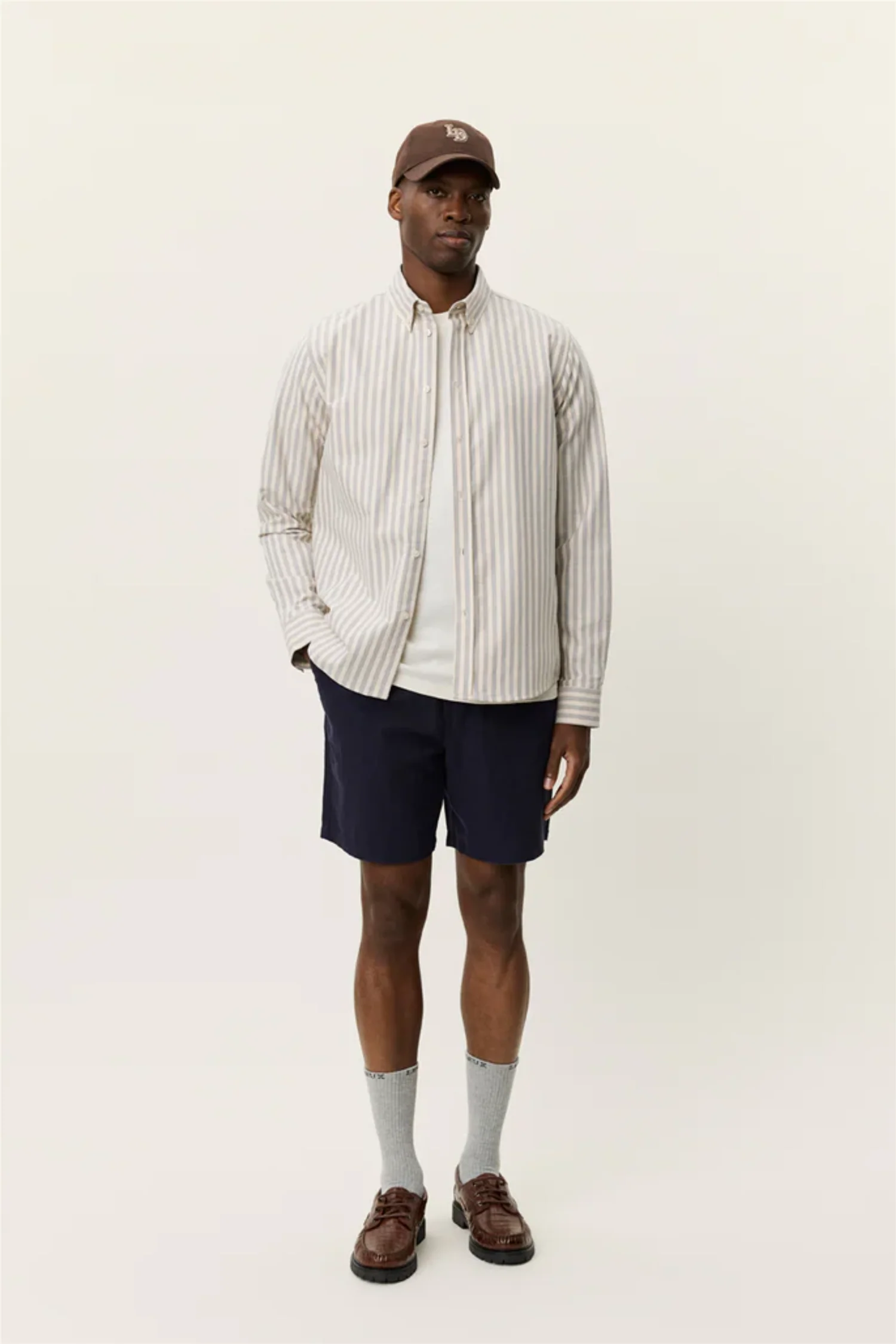 Konrad Striped Oxford Shirt Eggnog White - Image 3
