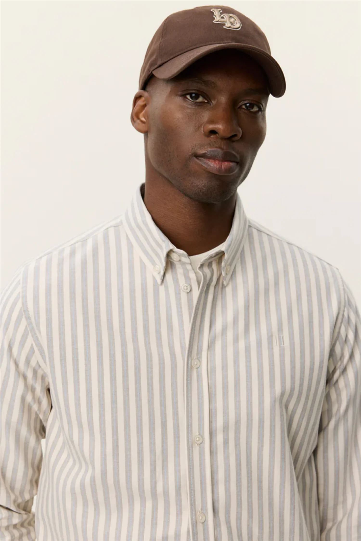 Konrad Striped Oxford Shirt Eggnog White - Image 4