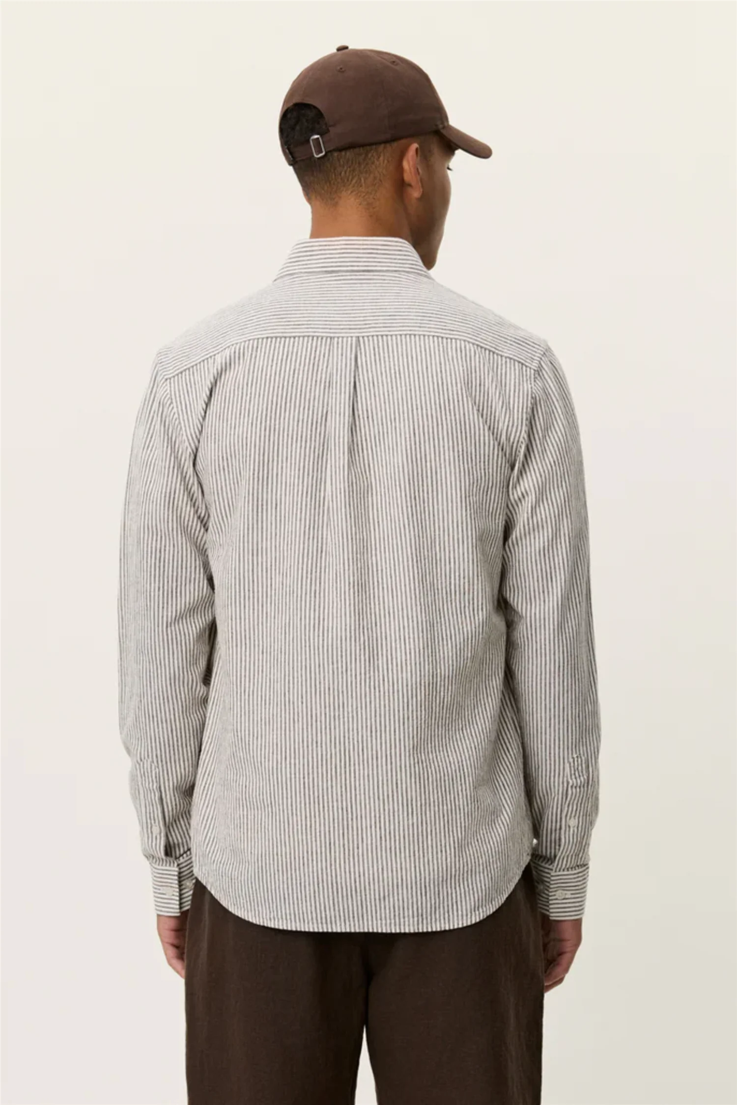 Konrad Stripe Cotton Linen Shirt Teak Brown - Image 6