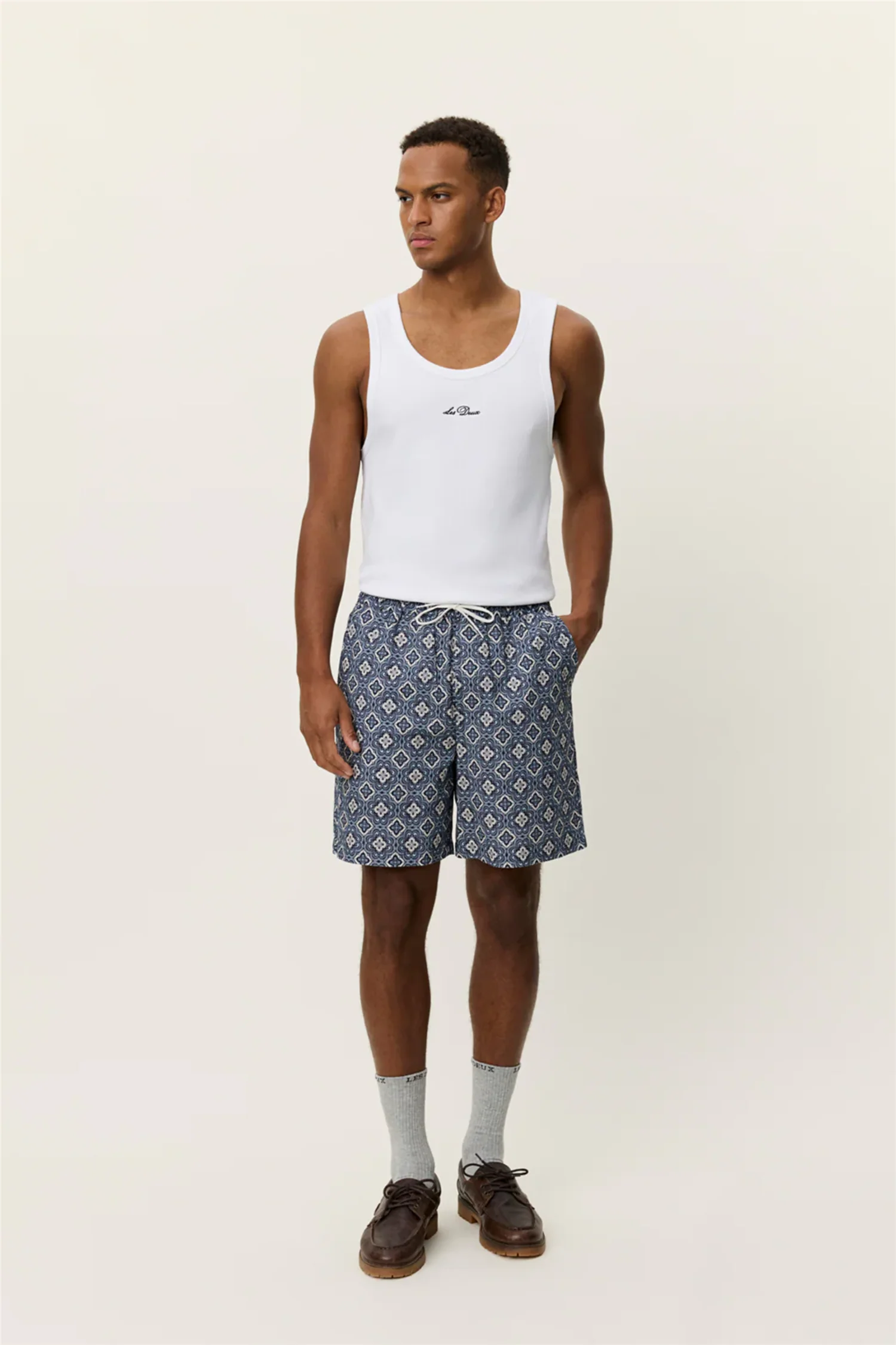 Harry Arabesque AOP Shorts Blue Fog - Image 3