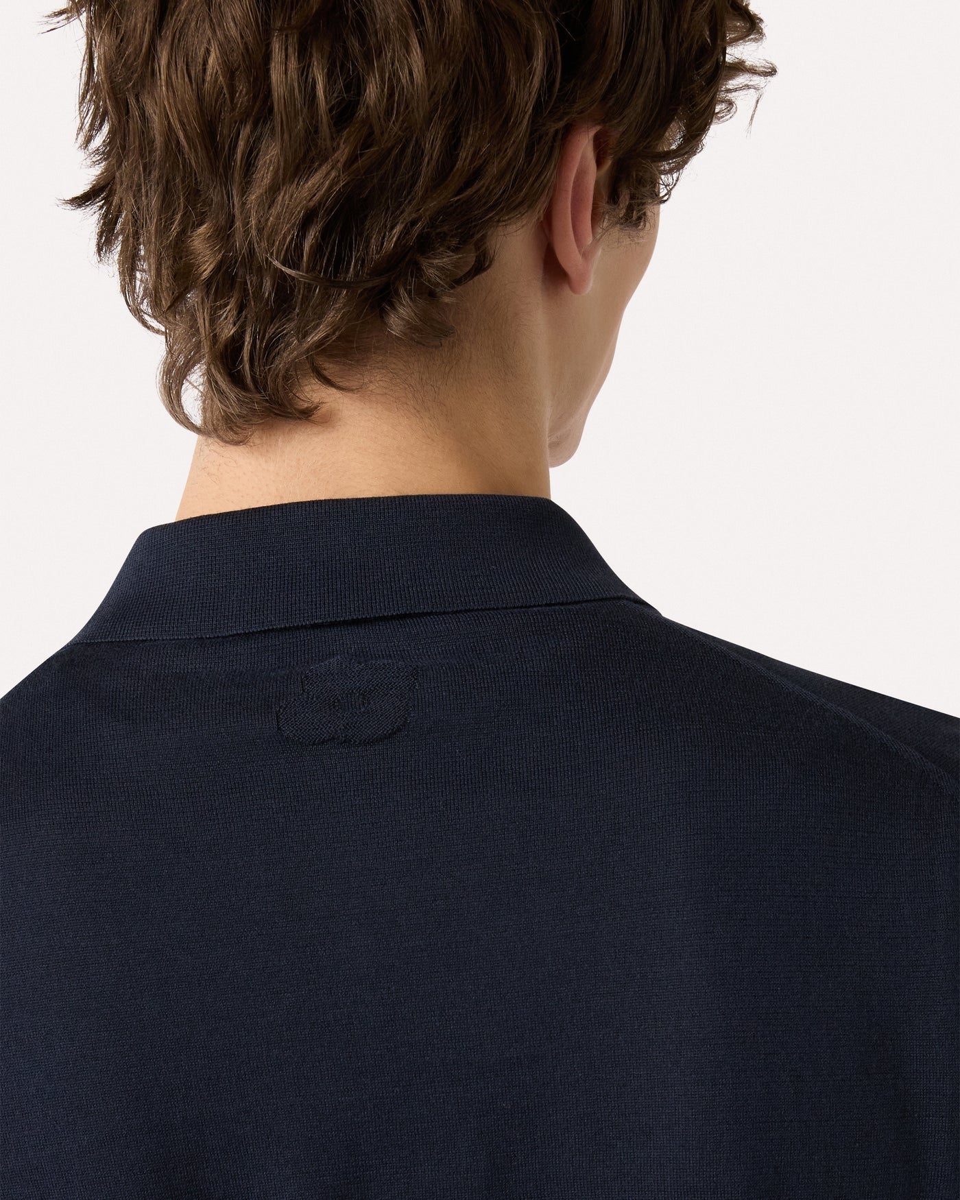 Knitted Cotton Polo Shirt Blue - Image 3