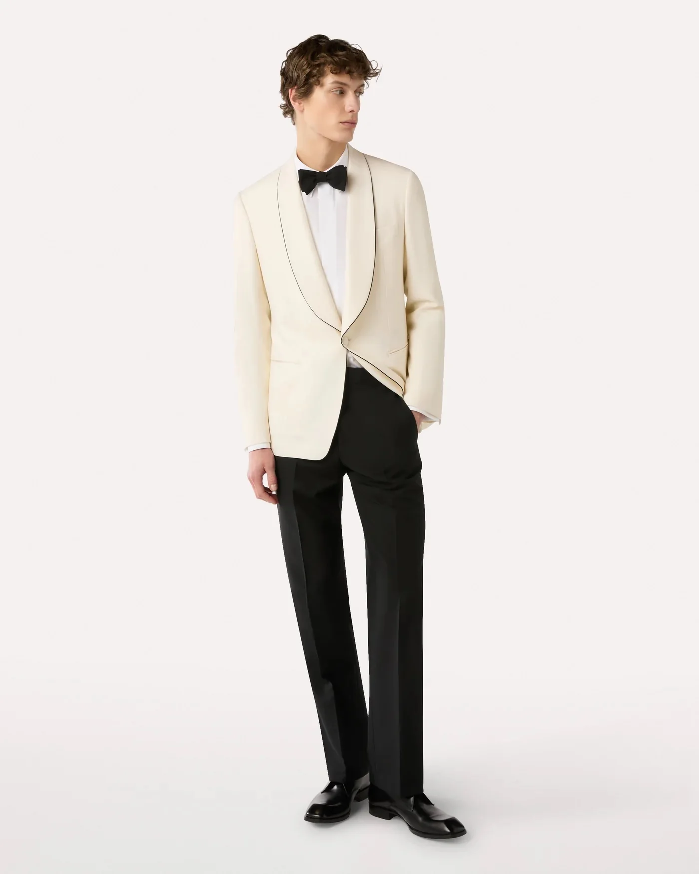Single-Breasted Jacket in Cream Stretch Wool - Image 2