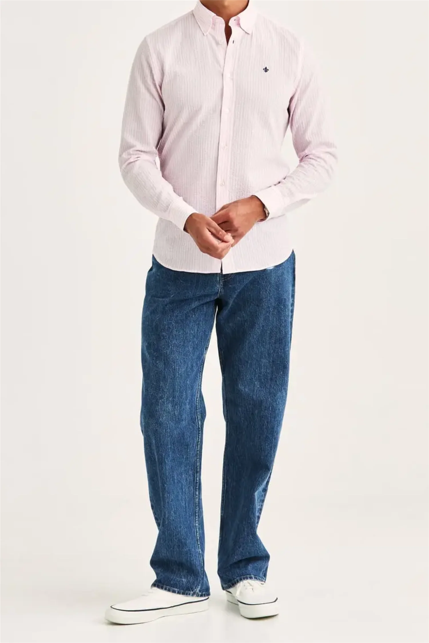 Seersucker Shirt Slim Fit Lt Pink - Image 2