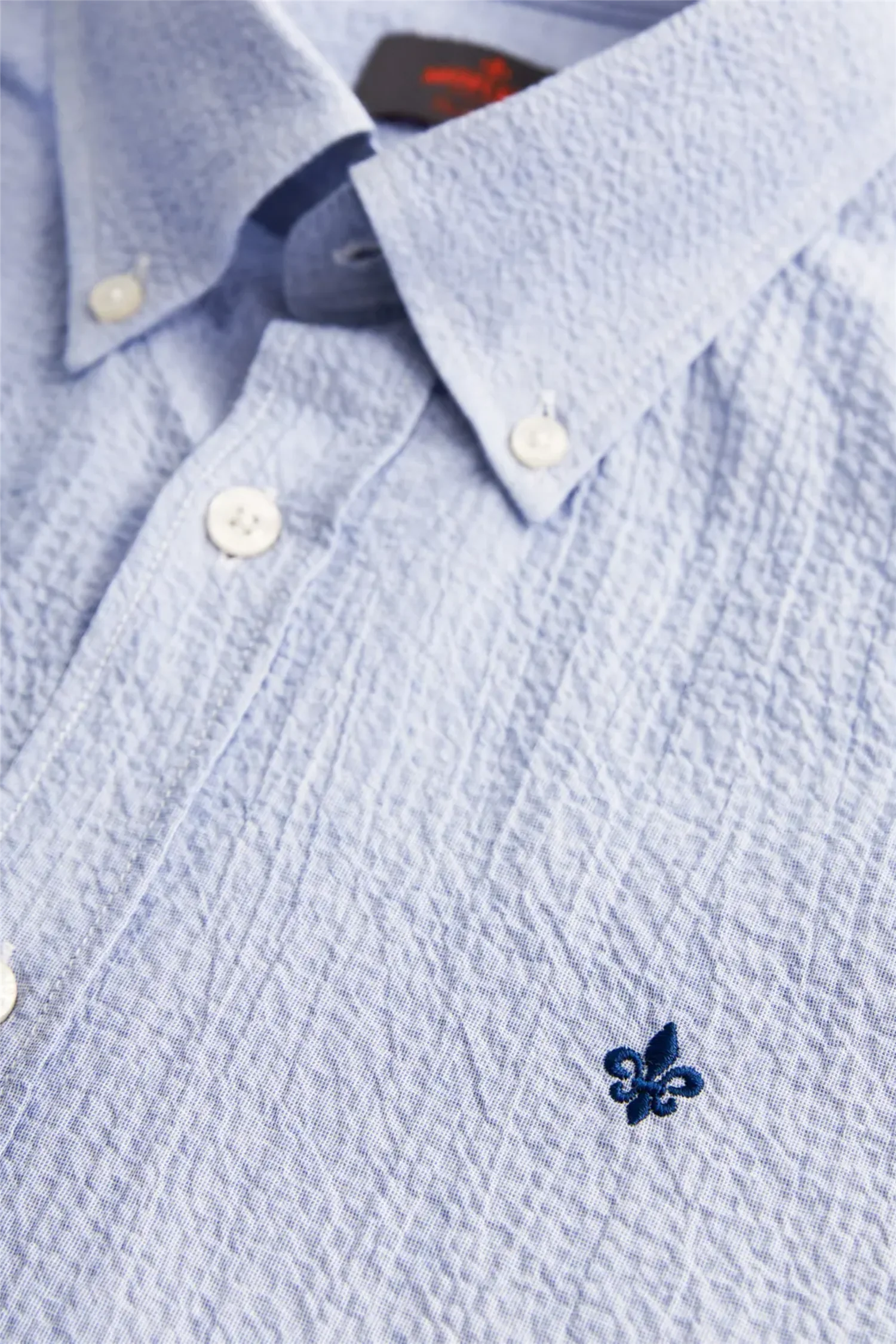 Seersucker Shirt Slim Fit Blue - Image 4