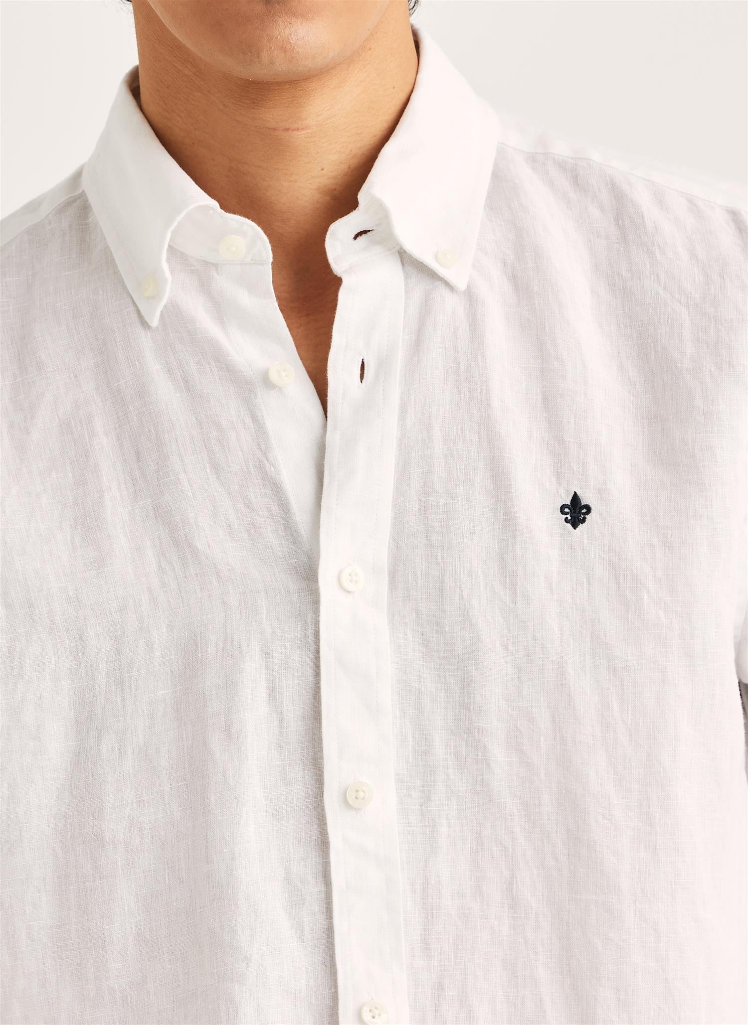 Douglas Classic Fit Linen Shirt Off White - Image 4
