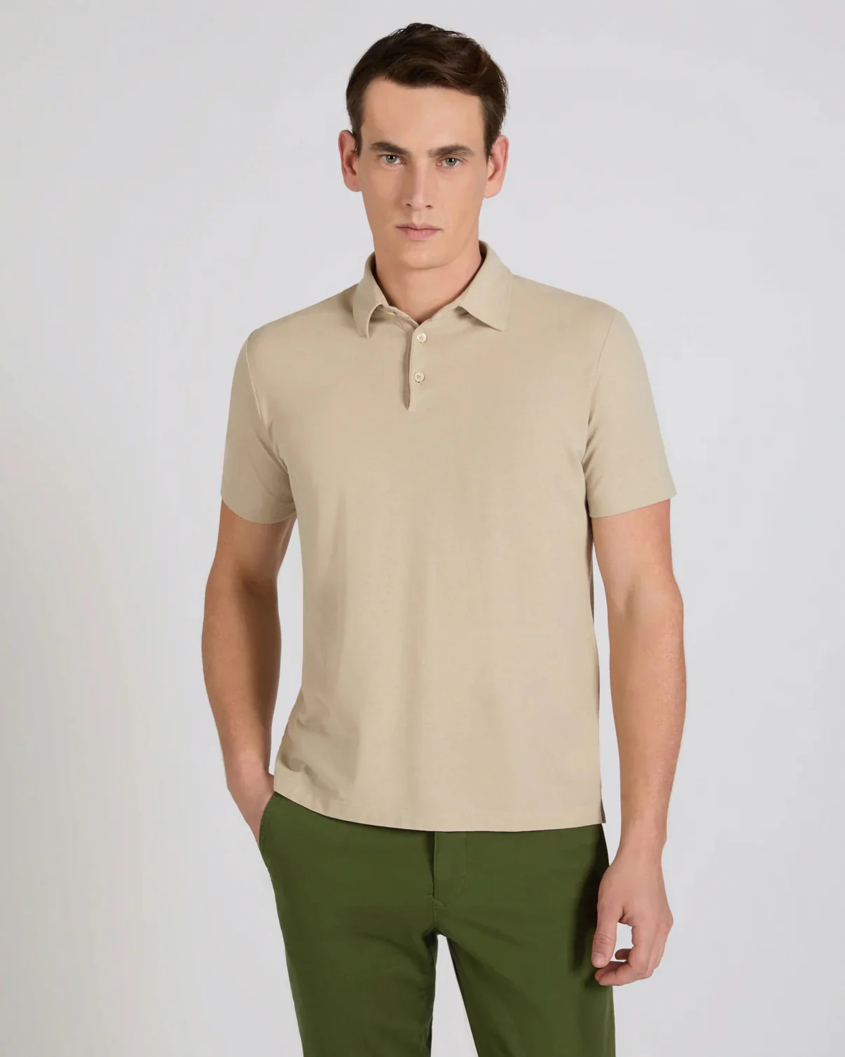 Ice Cotton Short Sleeve Polo Shirt Sabbia - Image 2