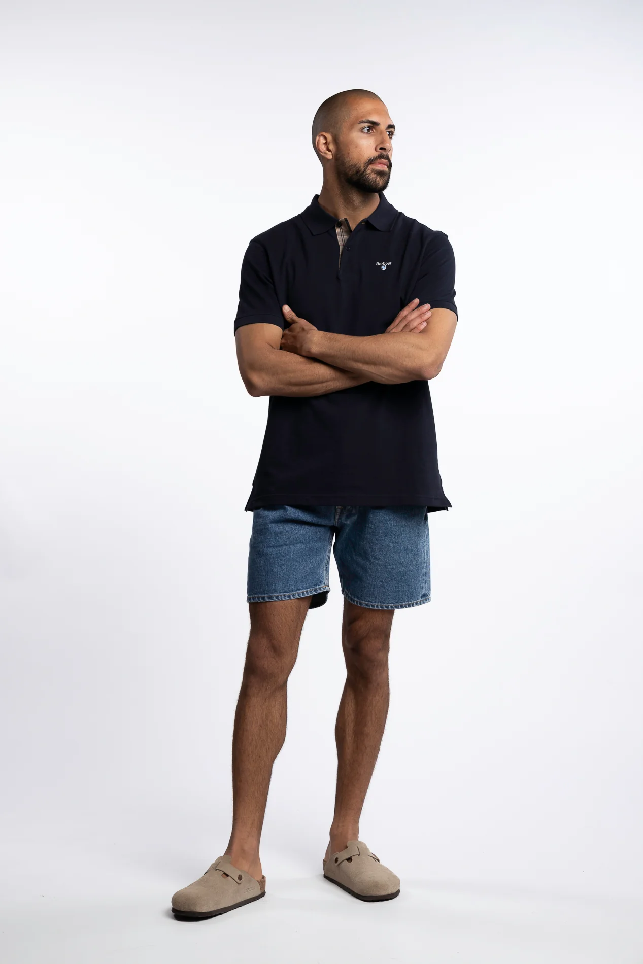 Tartan Pique Polo Shirt Navy - Image 2