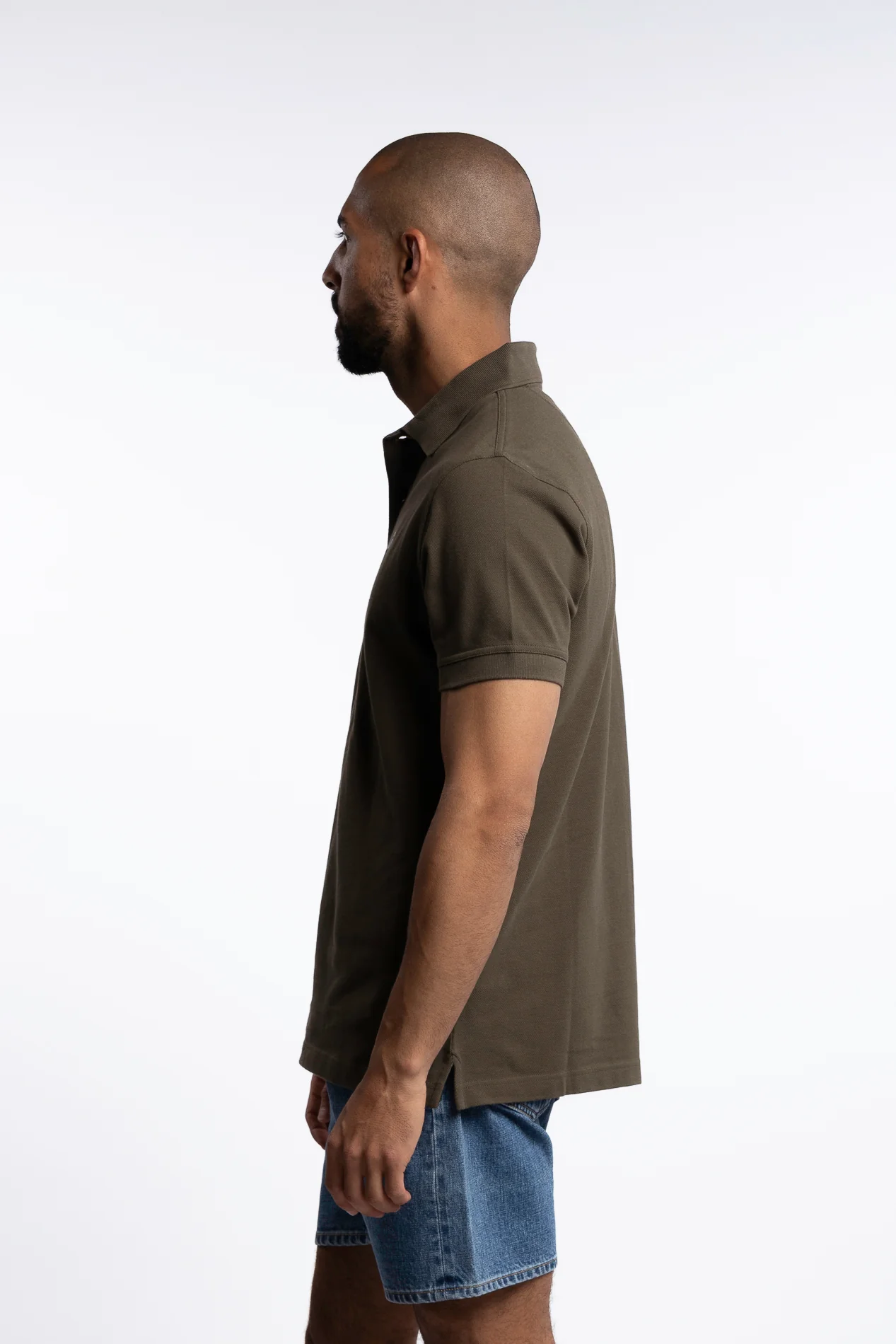 Tartan Pique Polo Shirt Olive - Image 2