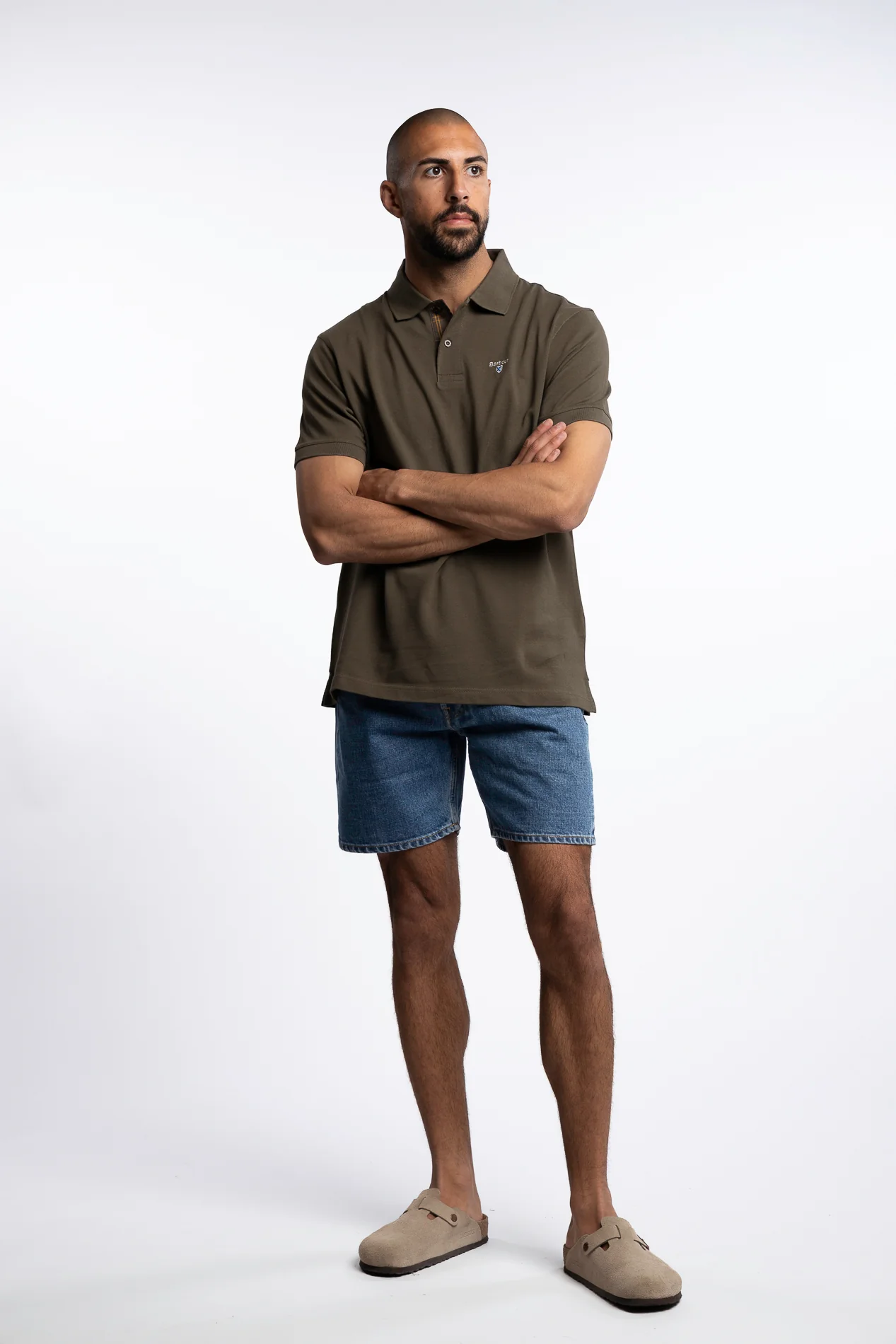 Tartan Pique Polo Shirt Olive - Image 4