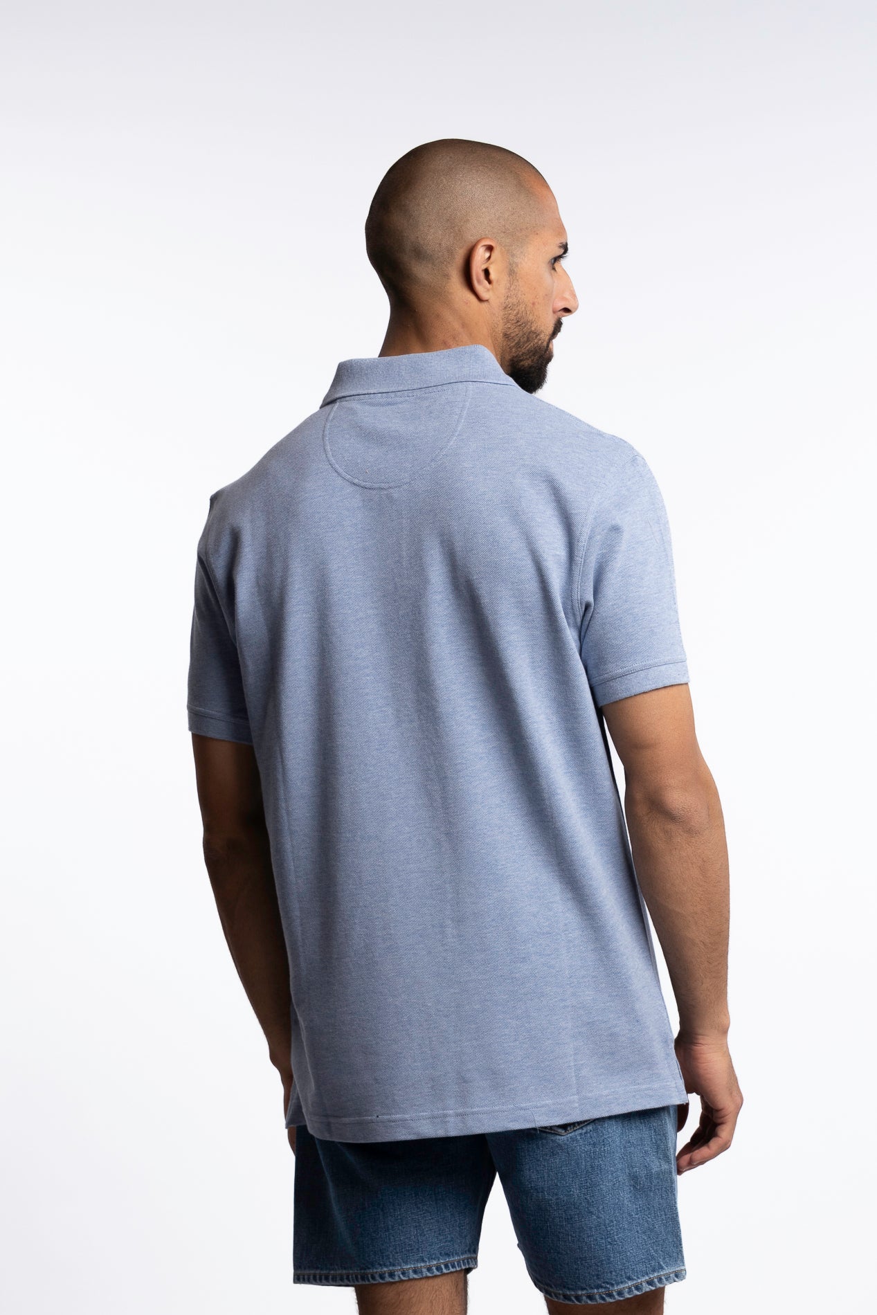 Tartan Pique Polo Shirt Sky Marl/Dress - Image 4