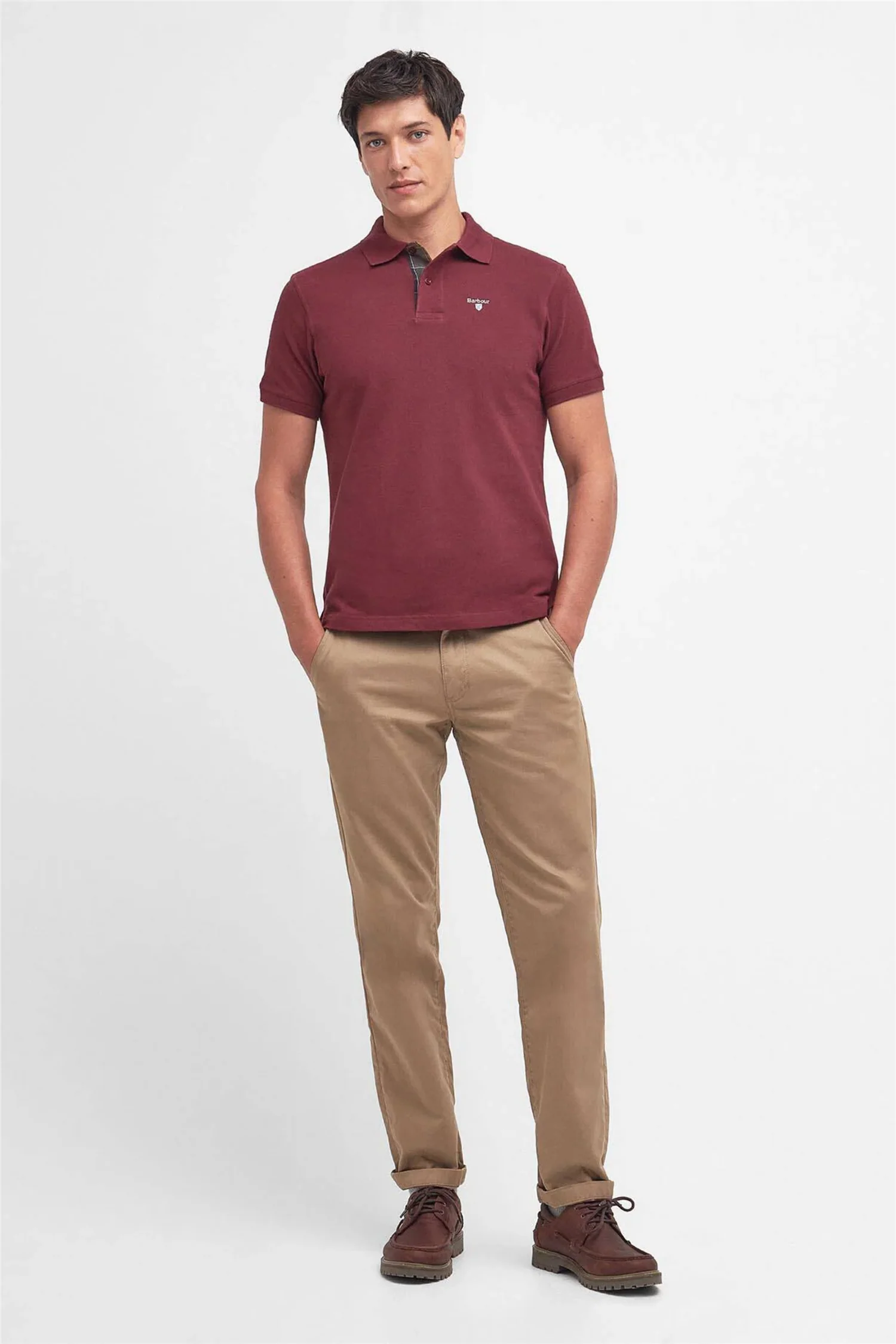 Tartan Pique Polo Shirt Ruby - Image 3