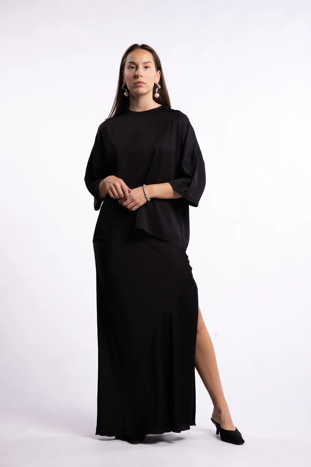 Thess Silk Tee- Black - Image 5