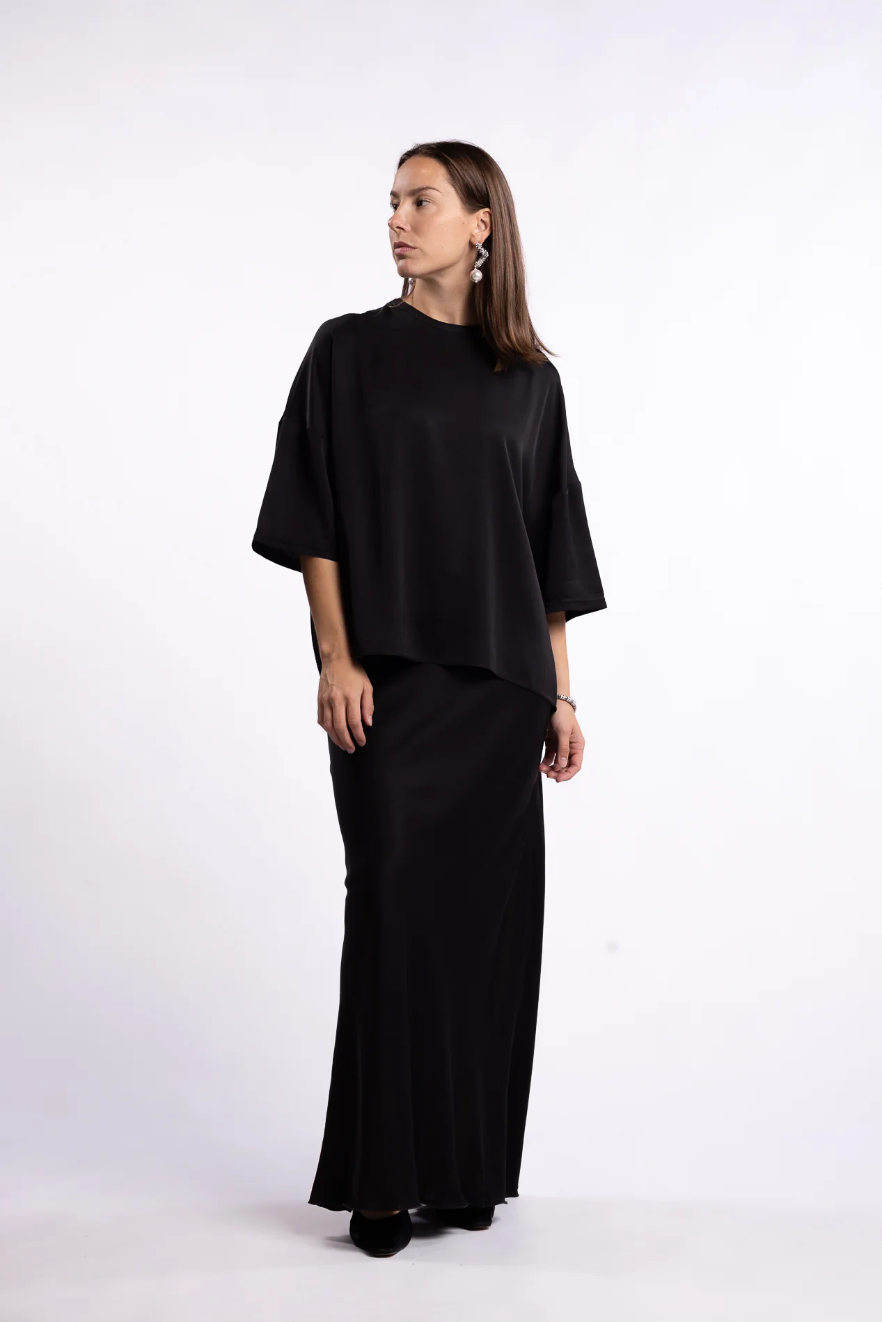 Thess Silk Tee- Black - Image 6