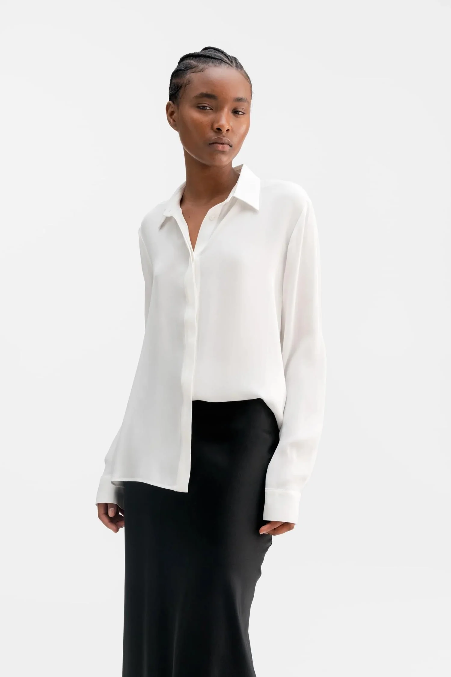 Mia Silk Shirt - White - Image 4