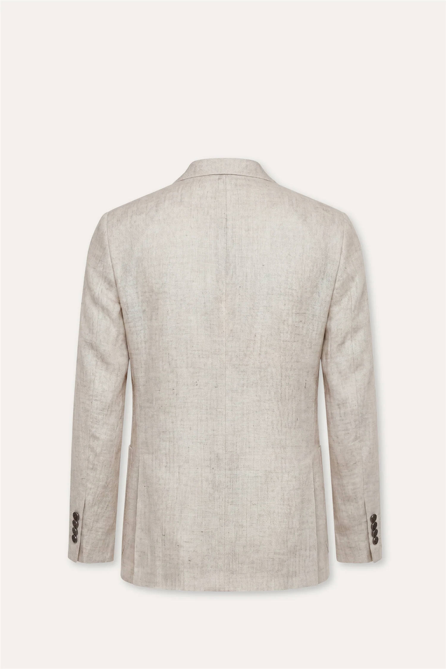 Linen/Wool Double Breasted Blazer Light Beige - Image 2