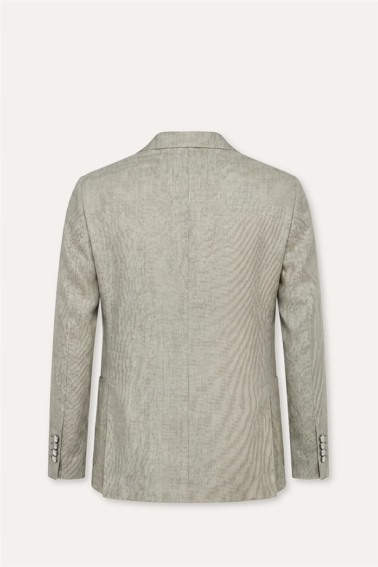 Linen/Wool Slim Fit Blazer Light Green - Image 2