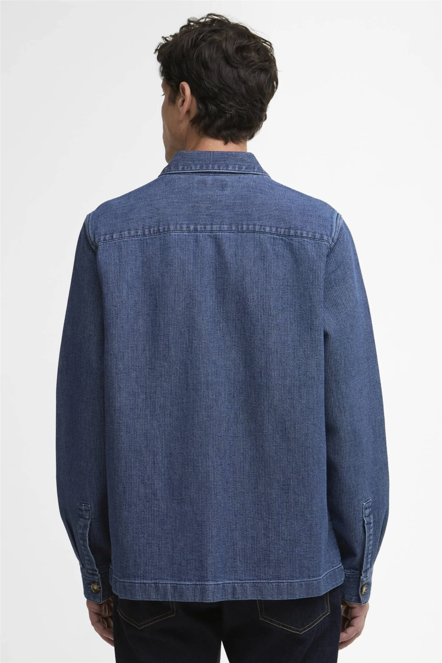 Aickmen Textured Denim Overshirt Indigo - Image 4