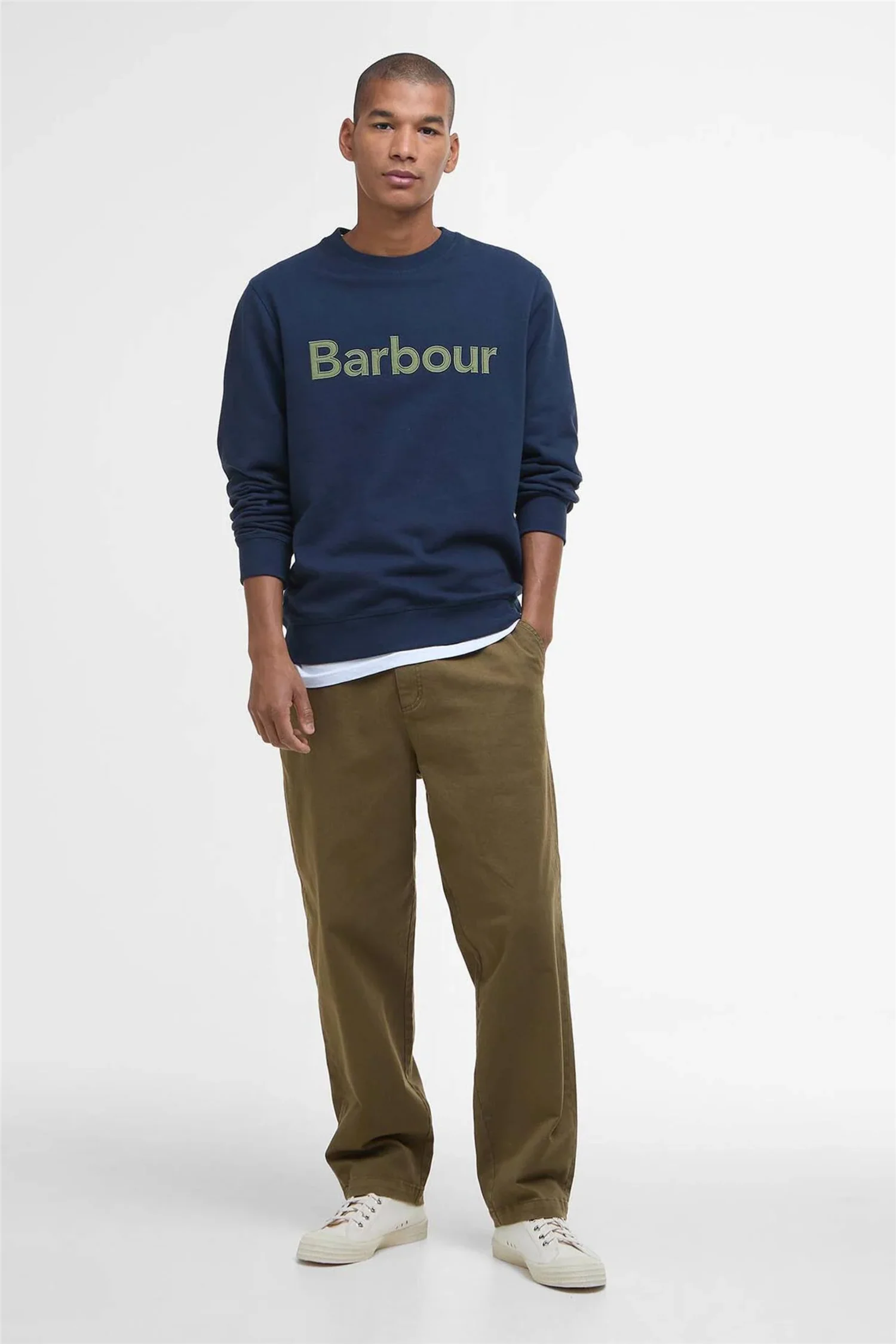 Pique Applique Crew Sweatshirt Navy - Image 3