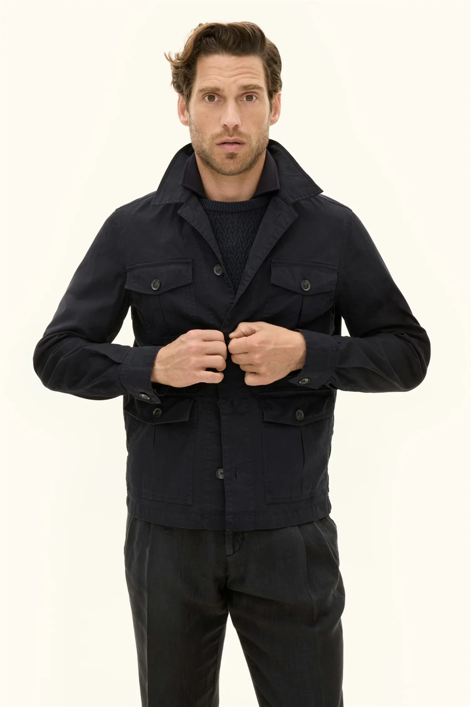 Safari Shirt Jacket Navy - Image 3