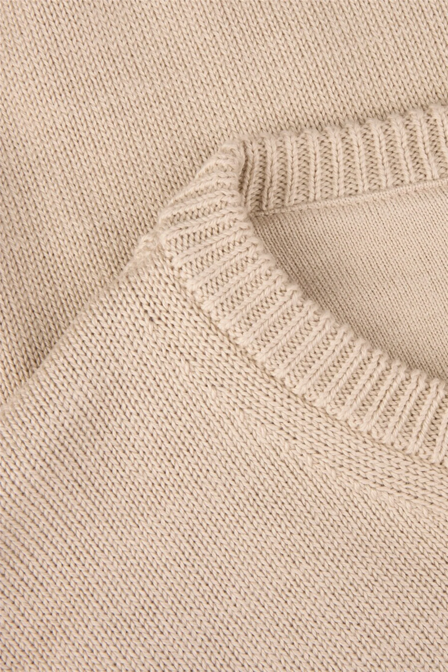 Sweater Knitted Crew Neck Organic Cotton Light Beige - Image 3