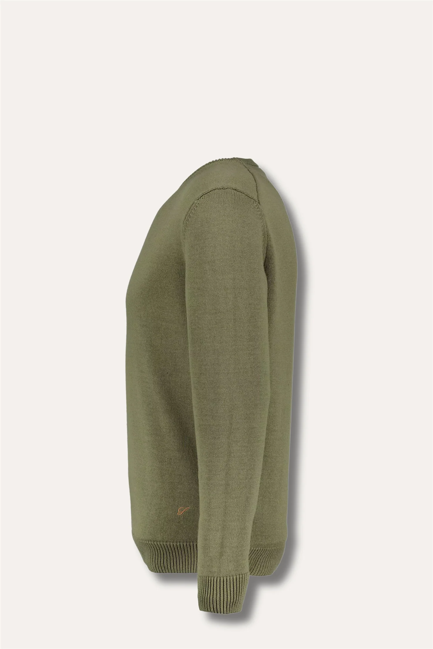 Sweater Knitted Crew Neck Organic Cotton Green - Image 3