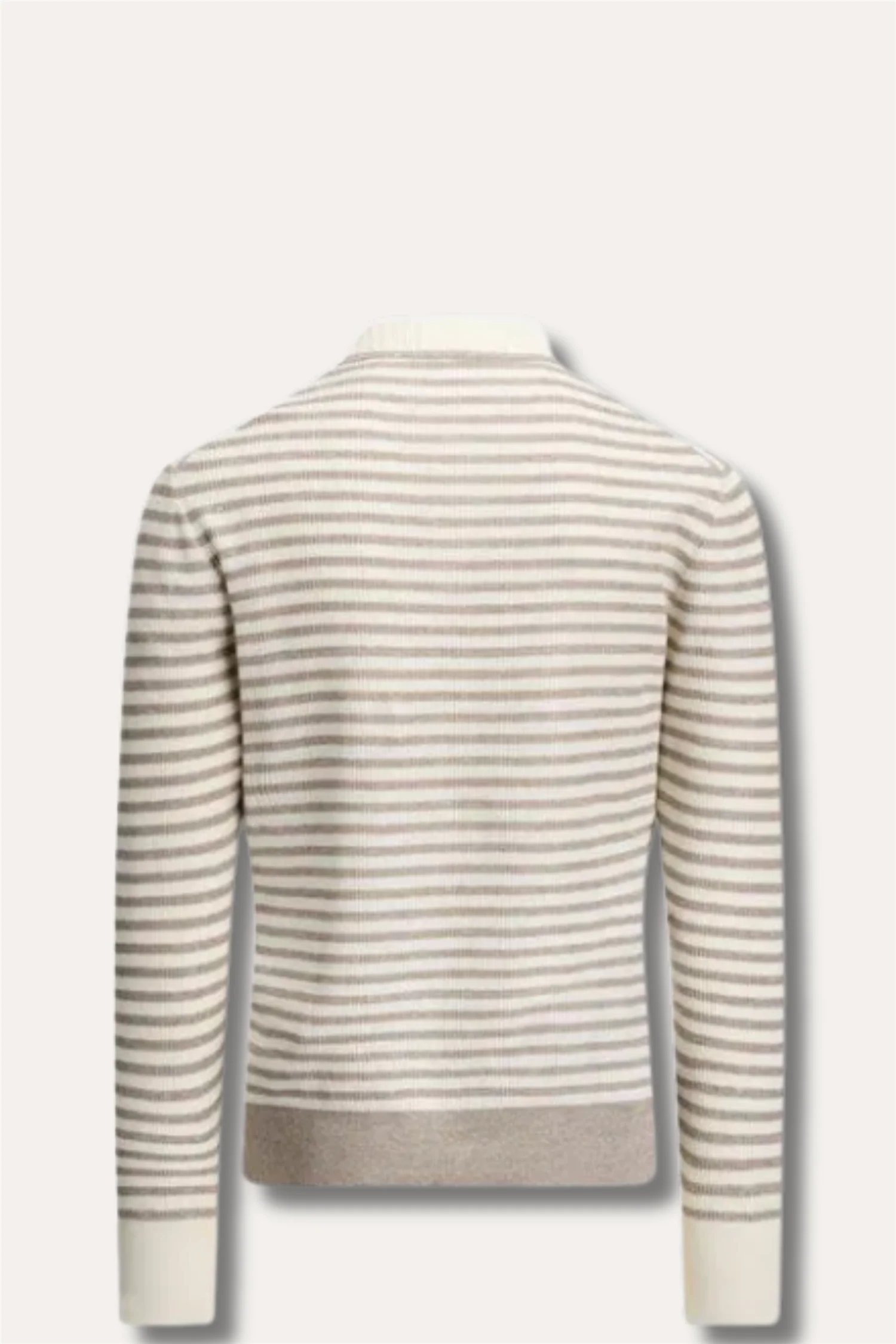 Striped Knitted Skipper Polo Off-White/Beige - Image 2