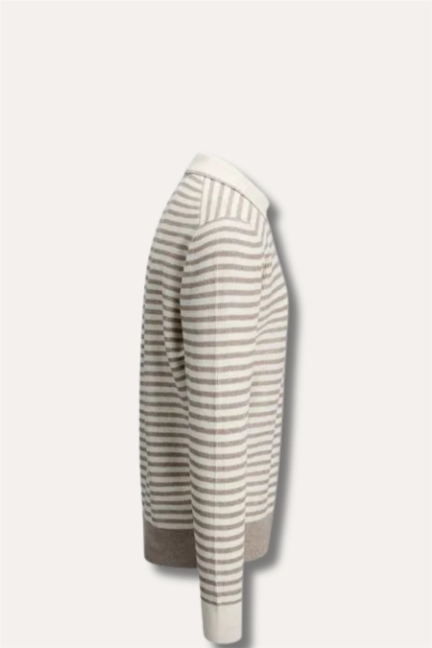 Striped Knitted Skipper Polo Off-White/Beige - Image 3