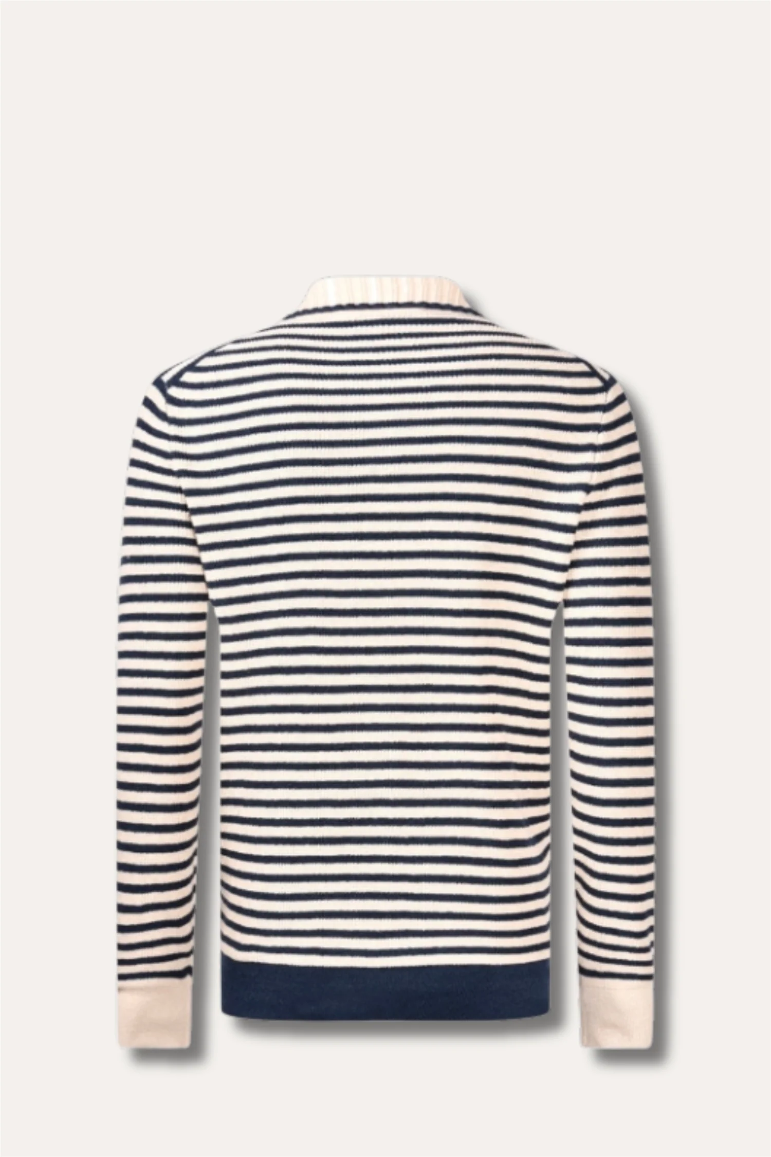 Striped Knitted Skipper Polo Off-White/Blue - Image 2