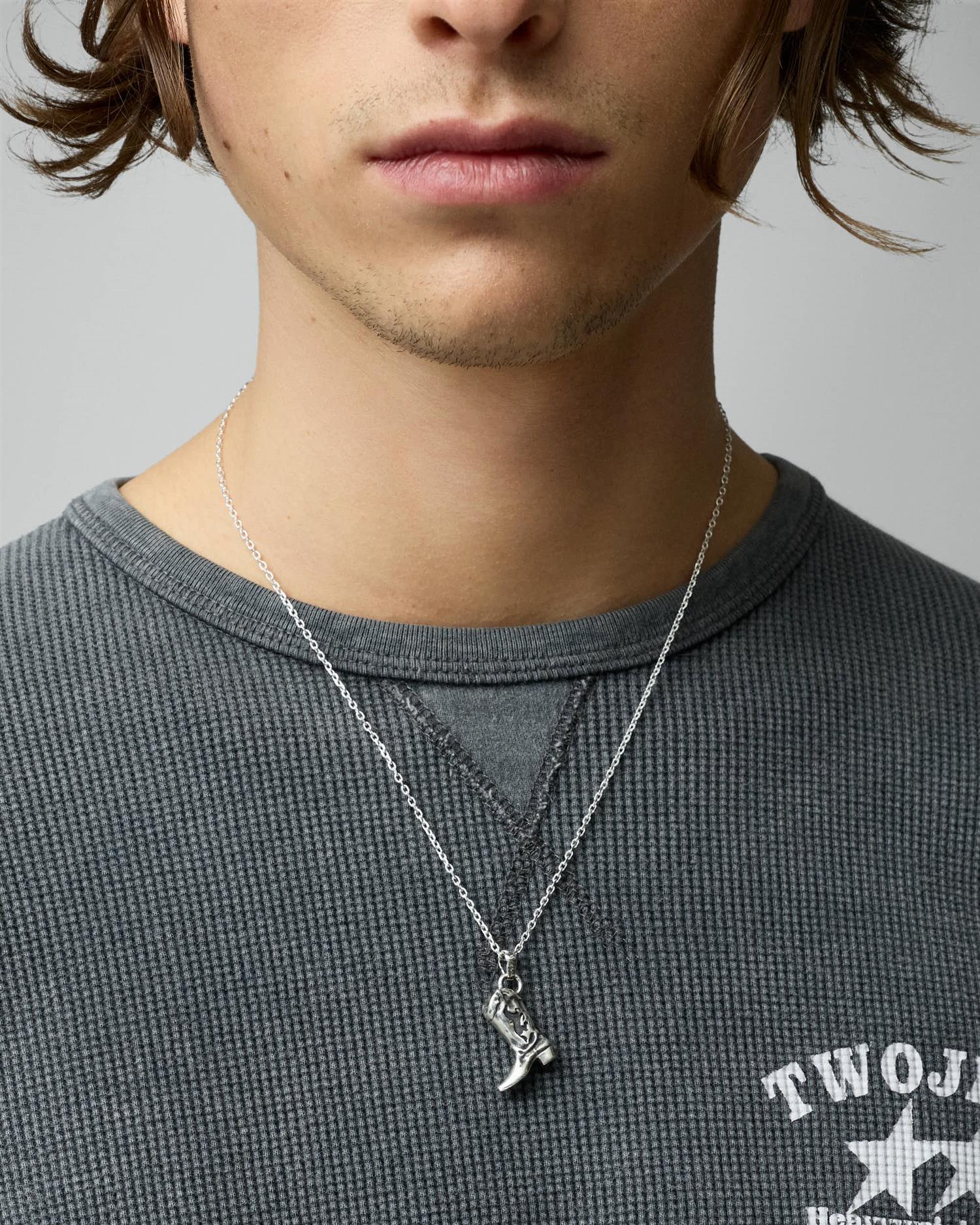 Cowboy Boot Necklace Silver - Image 2