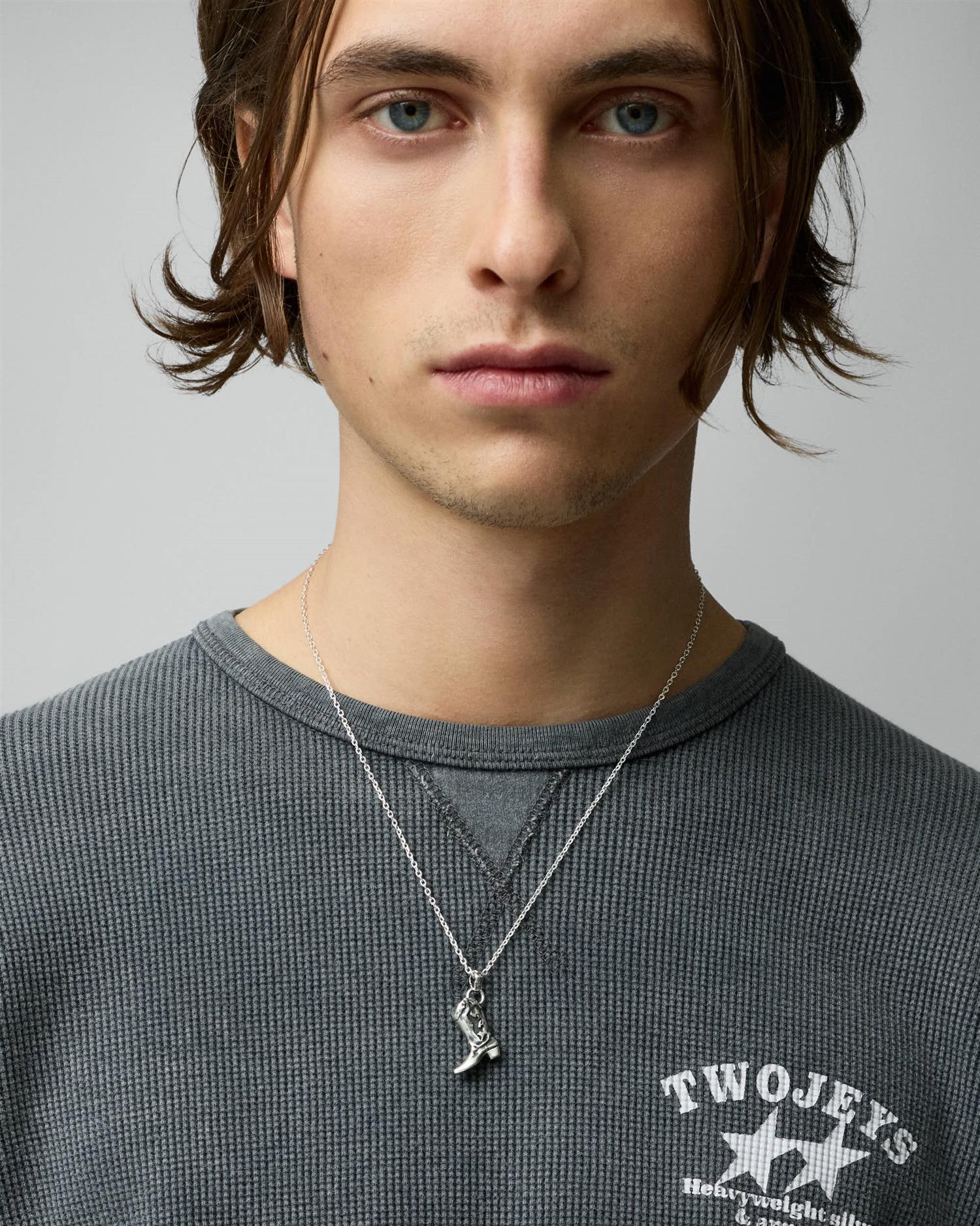 Cowboy Boot Necklace Silver - Image 3