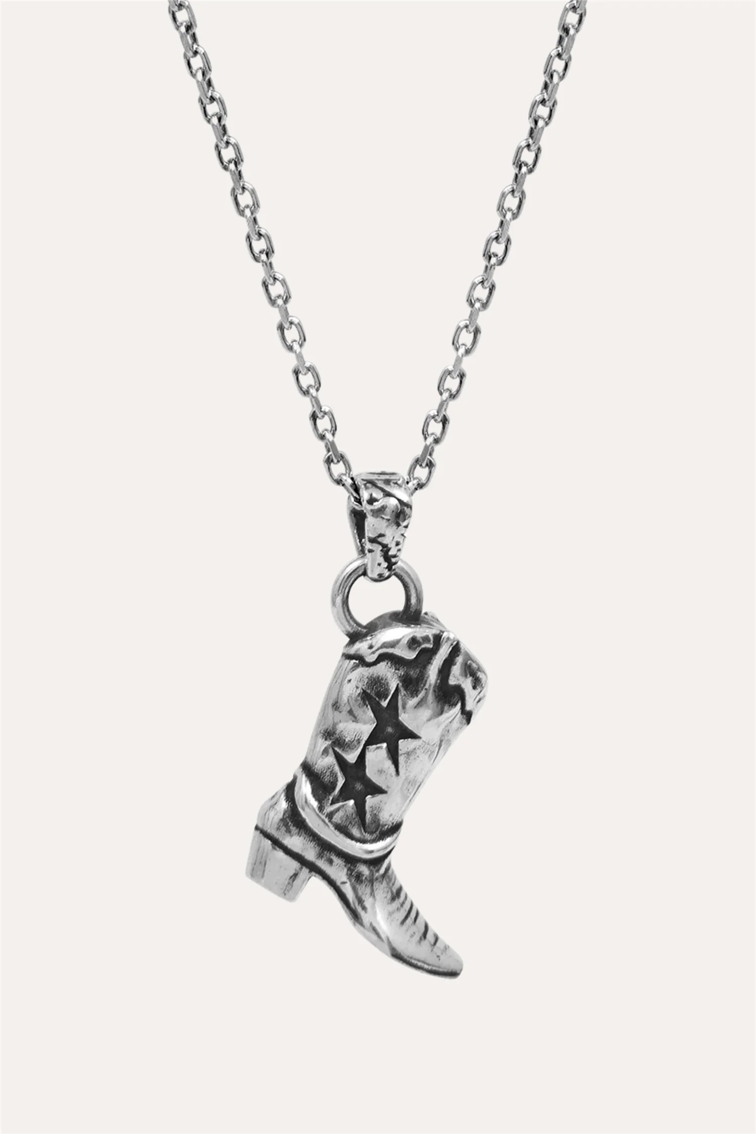 Cowboy Boot Necklace Silver - Image 4