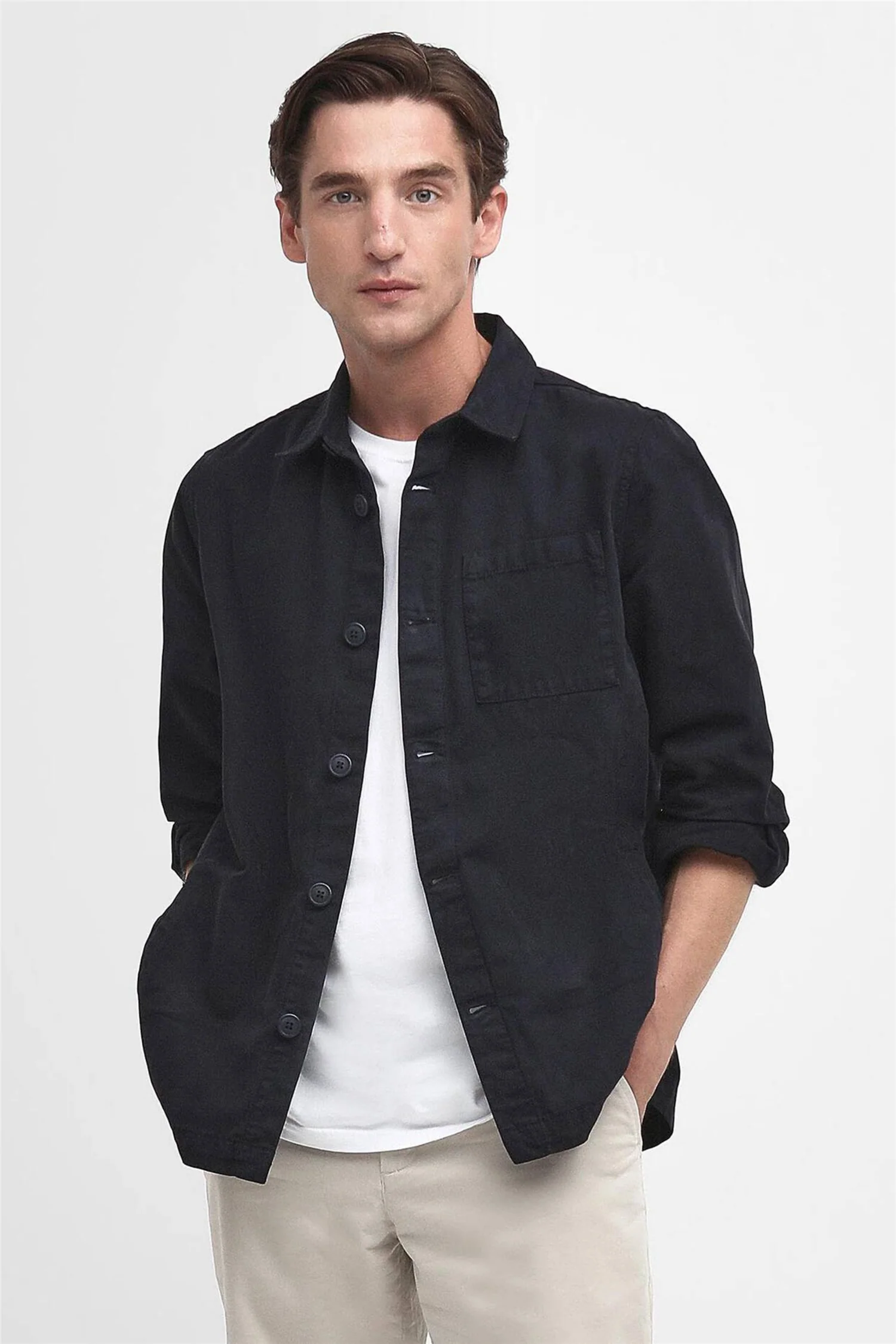 Washed Cotton Overshirt Navy - Image 2