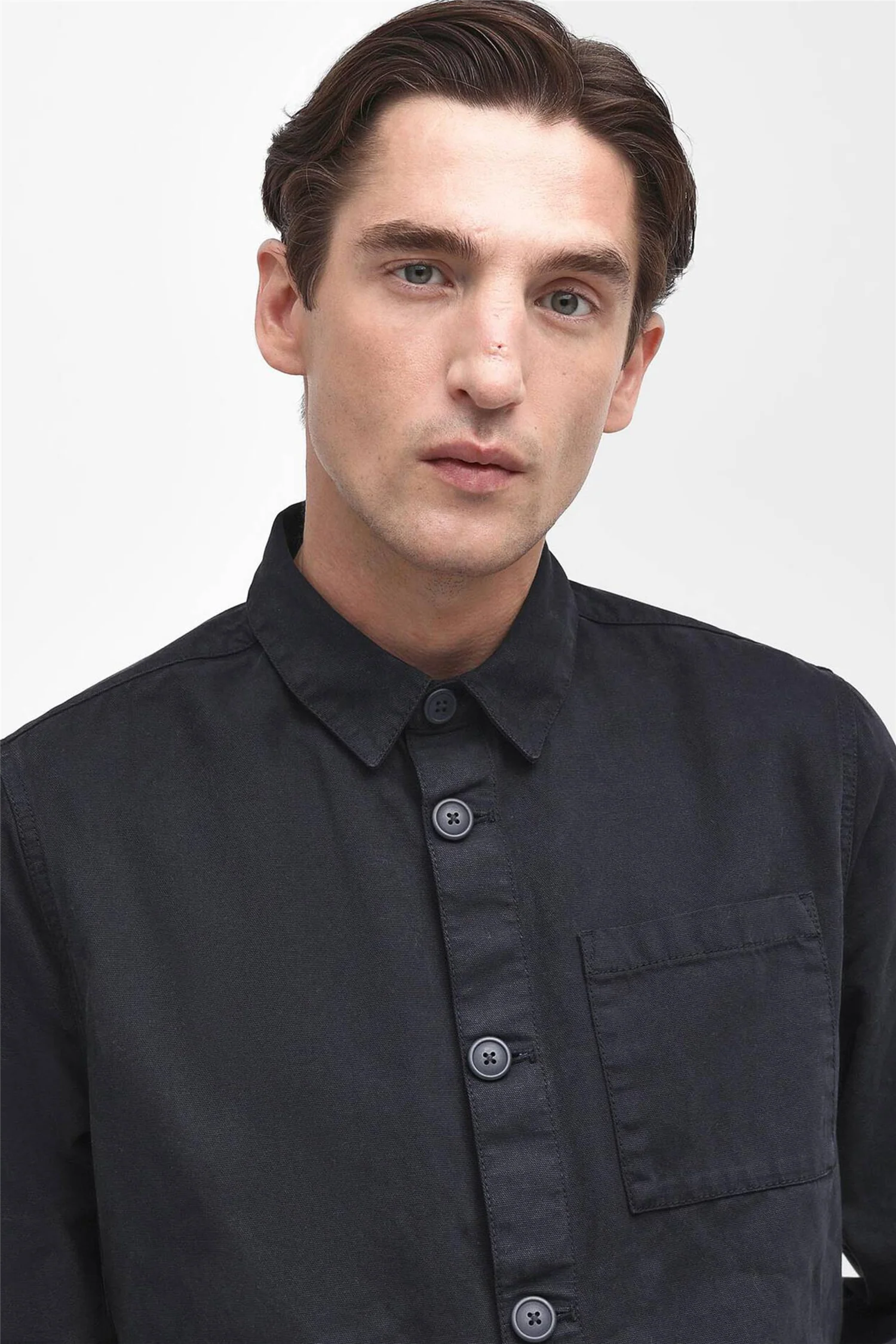 Washed Cotton Overshirt Navy - Image 5