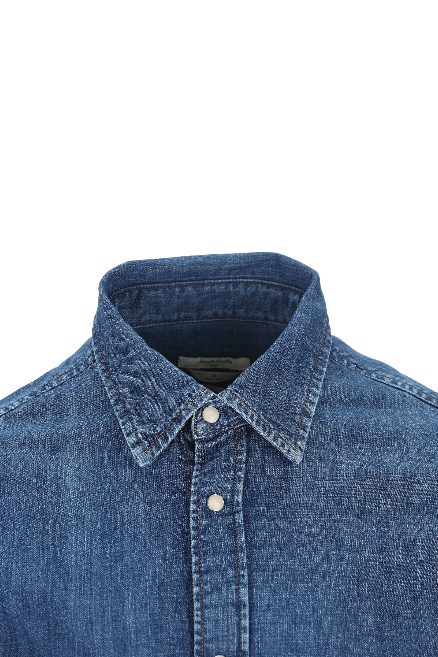 Western Long-Sleeve Shirt Lightweight Denim Medium Blue Stone Wash - Image 4