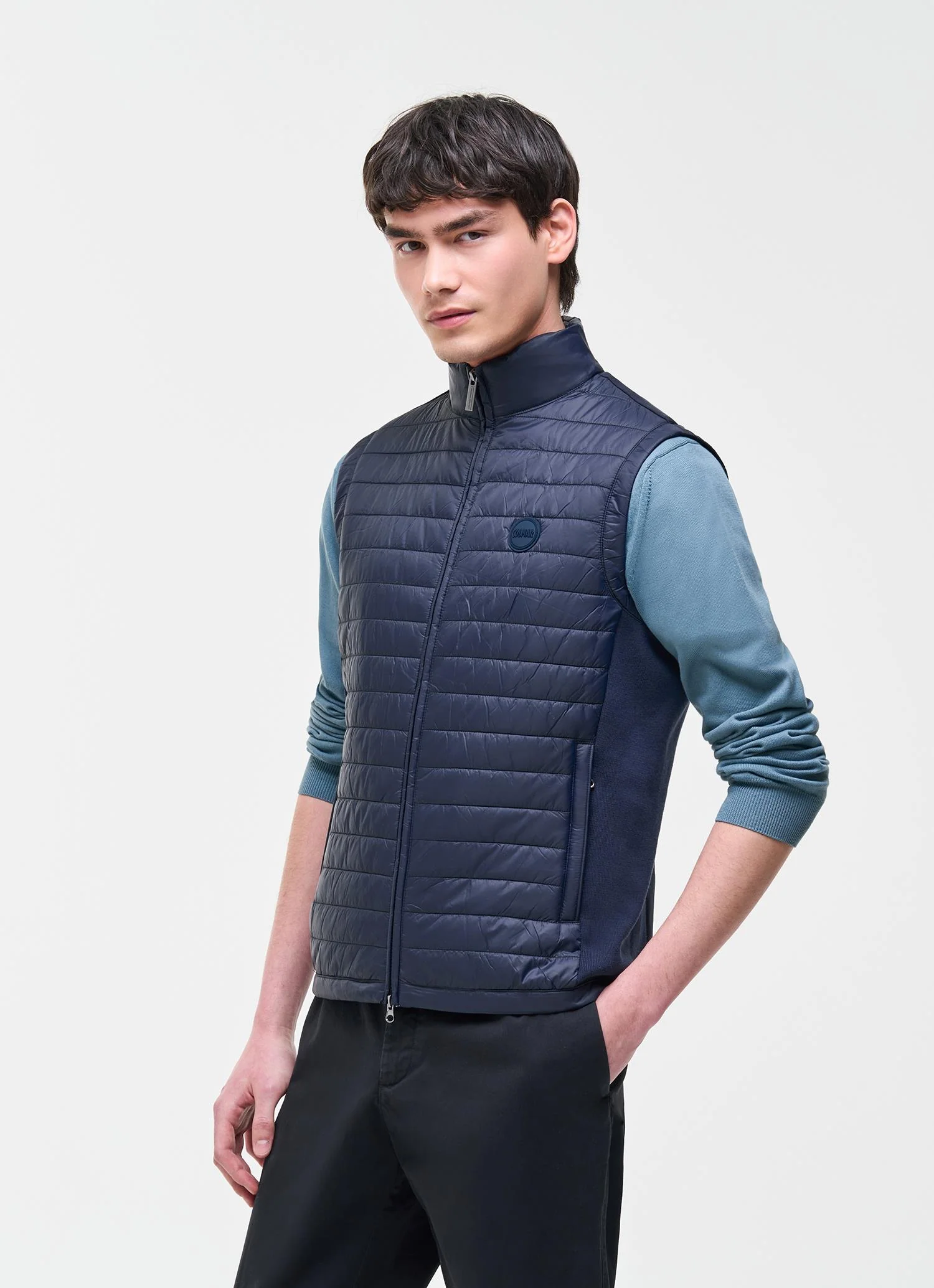 Vest With Knit Inserts Navy - Image 2
