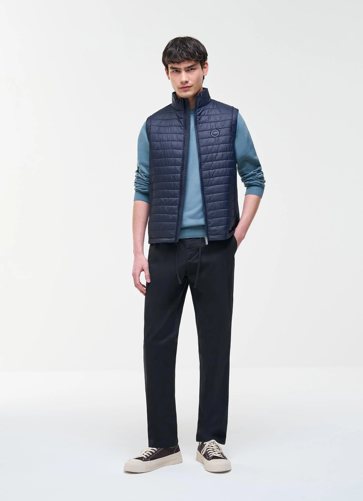 Vest With Knit Inserts Navy - Image 3