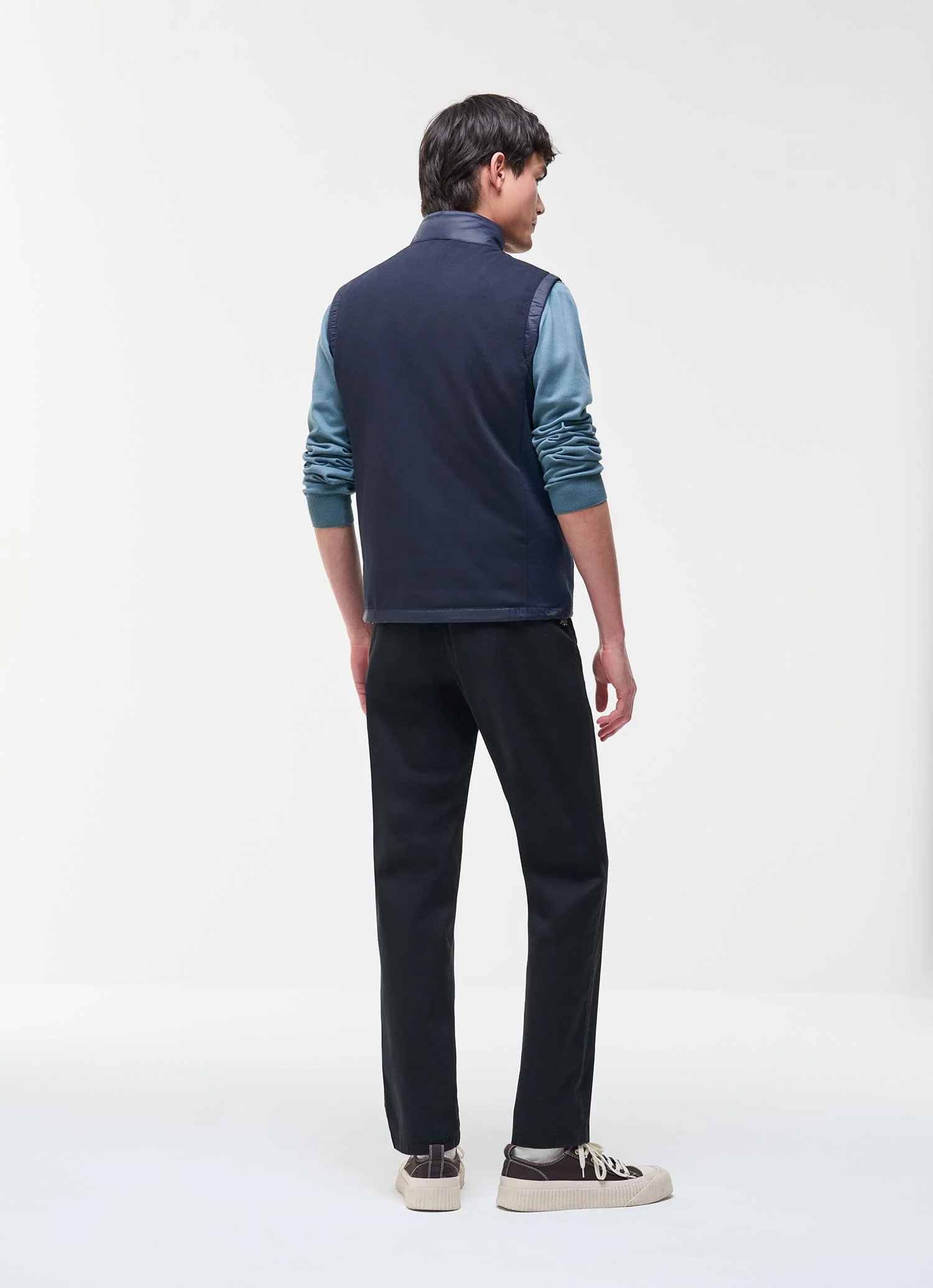 Vest With Knit Inserts Navy - Image 4